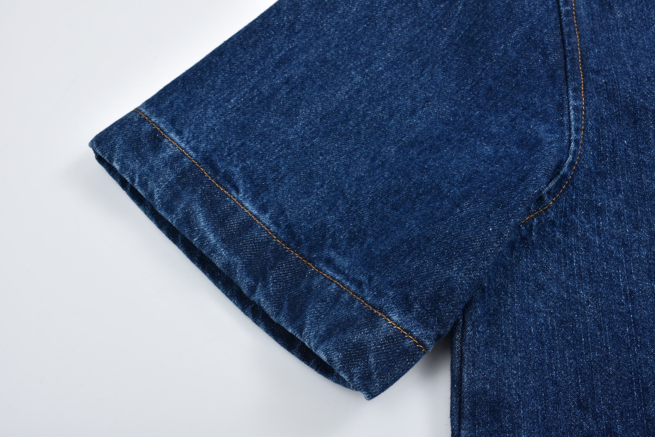 LOUIS VUITTON 路易威登 LV 皮标 短袖 牛仔衬衫 蓝色 1AHDMS