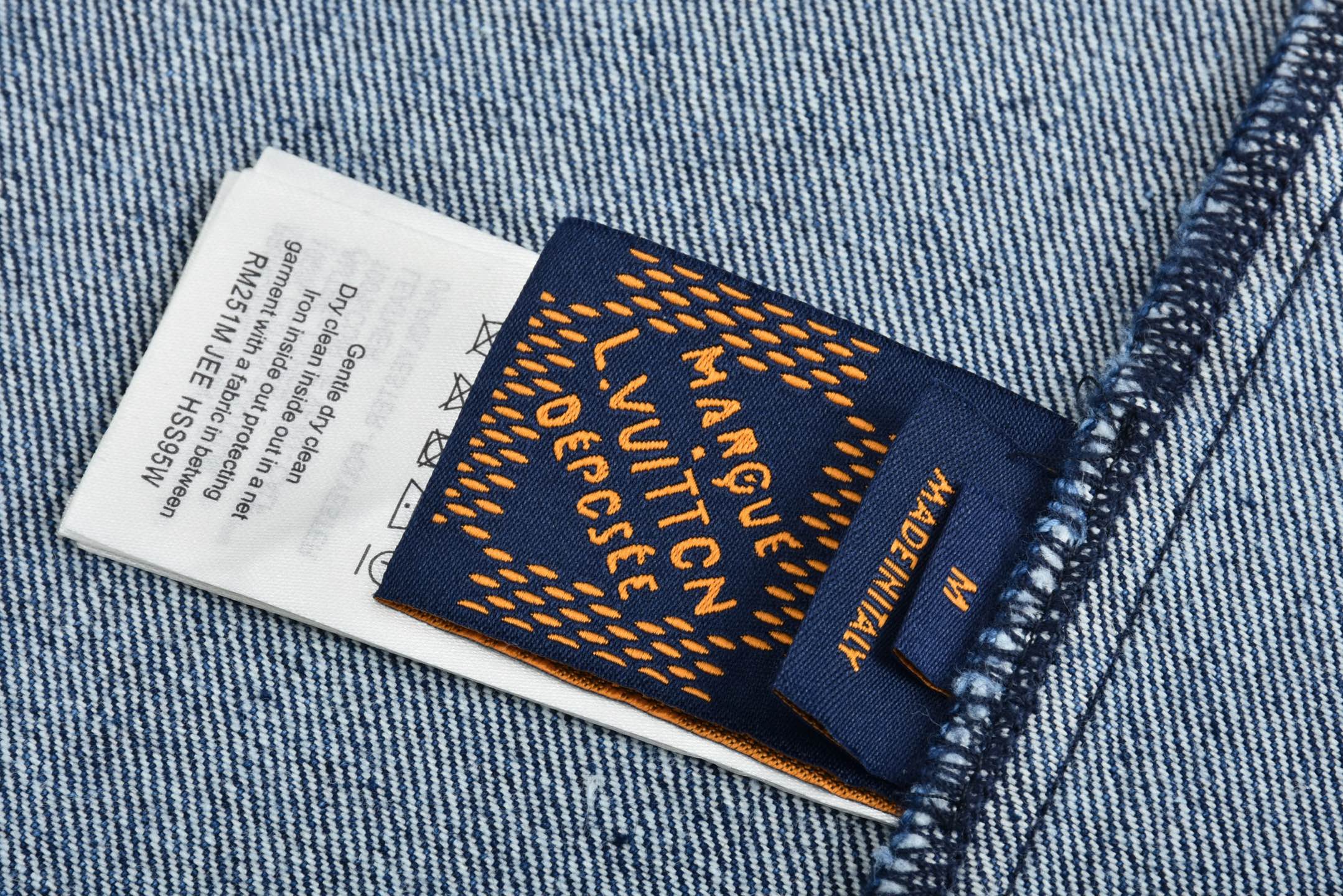 LOUIS VUITTON 路易威登 LV 皮标 短袖 牛仔衬衫 蓝色 1AHDMS