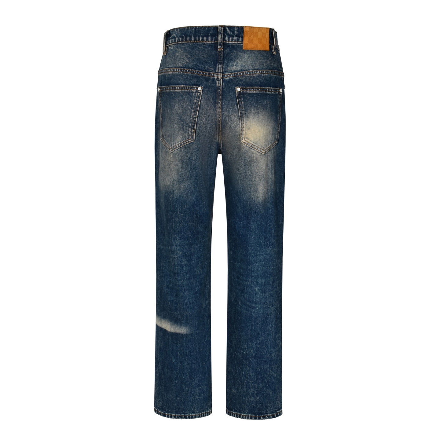 LOUIS VUITTON FW24 路易威登 LV  不规则褪色  水洗直筒牛仔裤 裤子 长裤 蓝色-35 1AHBMW