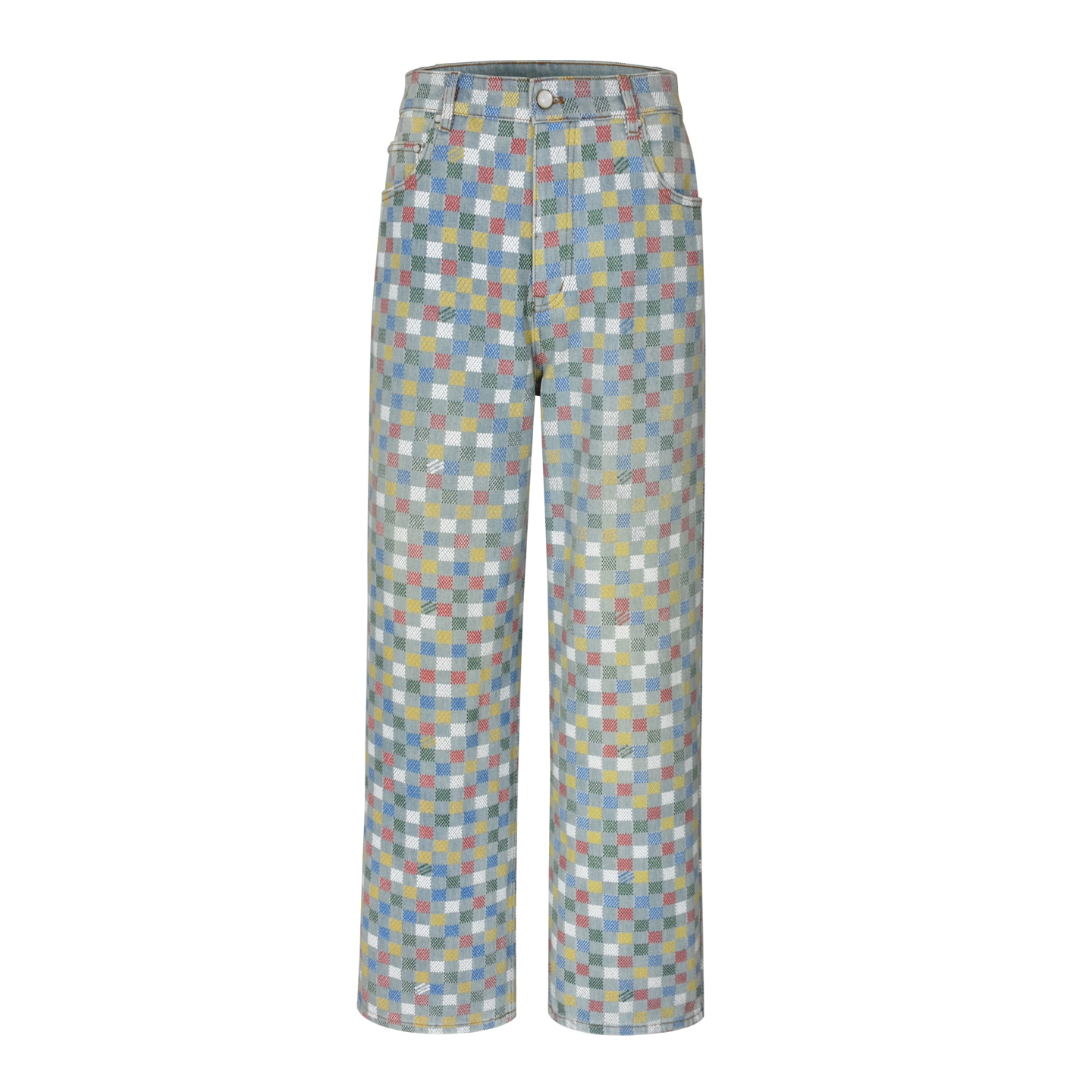 LOUIS VUITTON FW24 路易威登 LV 彩色格子 阔腿 牛仔裤 裤子 长裤 彩色-35 1AHBMM