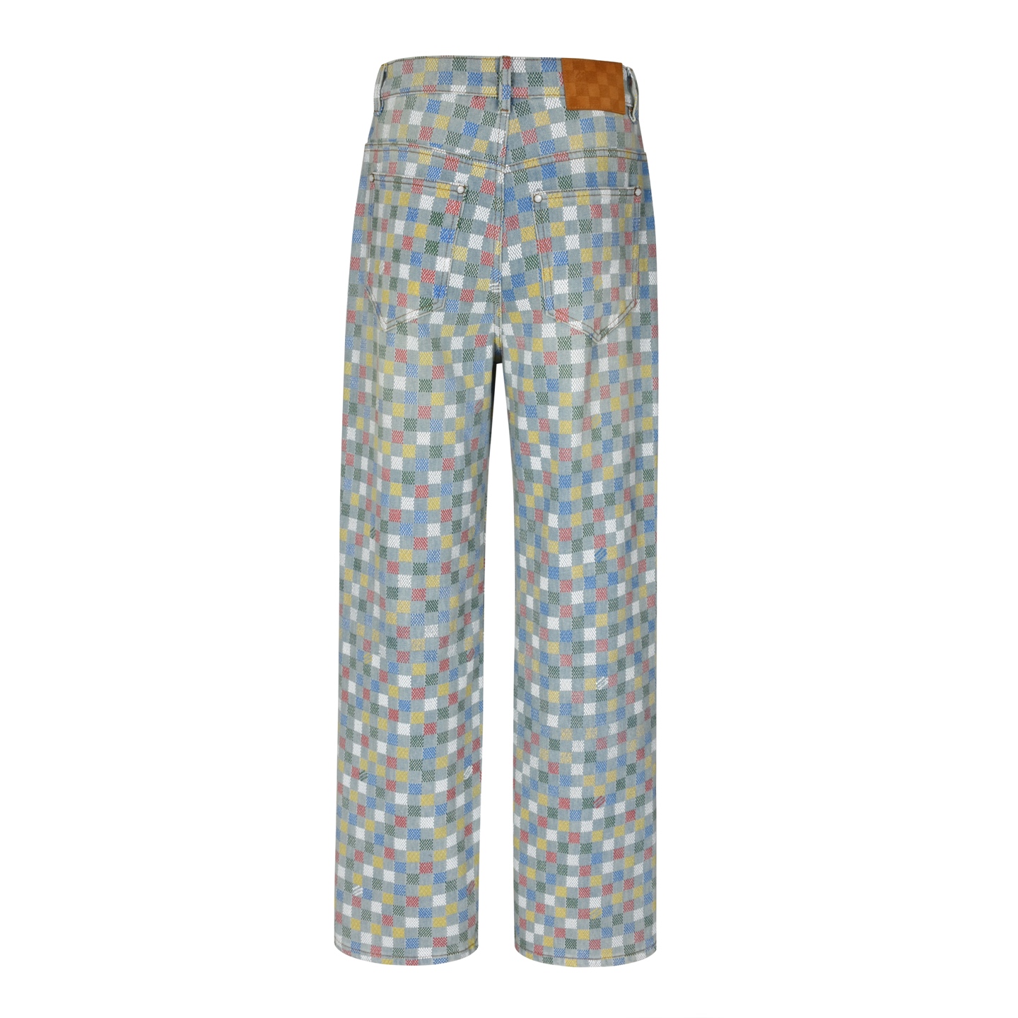 LOUIS VUITTON FW24 路易威登 LV 彩色格子 阔腿 牛仔裤 裤子 长裤 彩色-35 1AHBMM