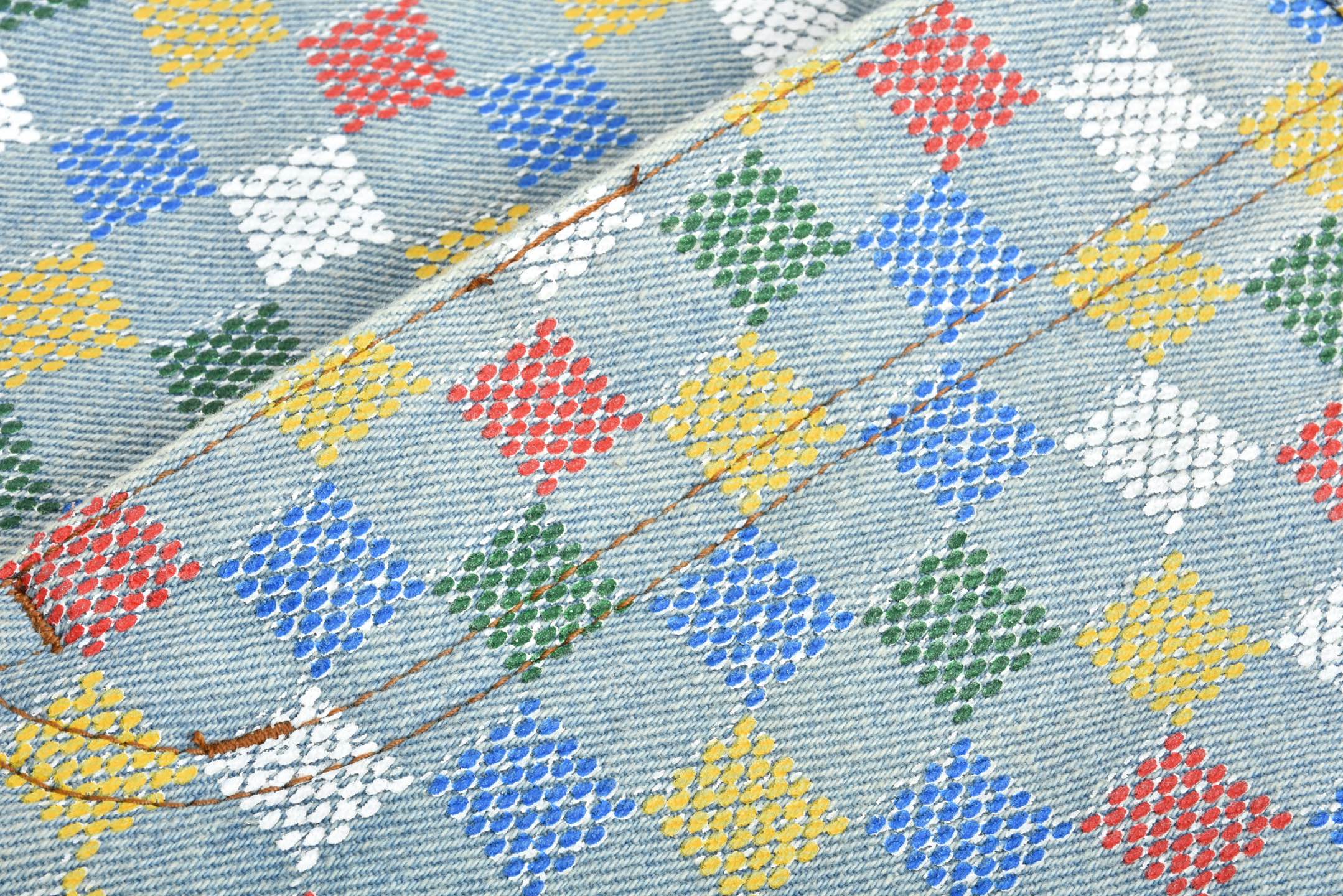 LOUIS VUITTON FW24 路易威登 LV 彩色格子 阔腿 牛仔裤 裤子 长裤 彩色-35 1AHBMM