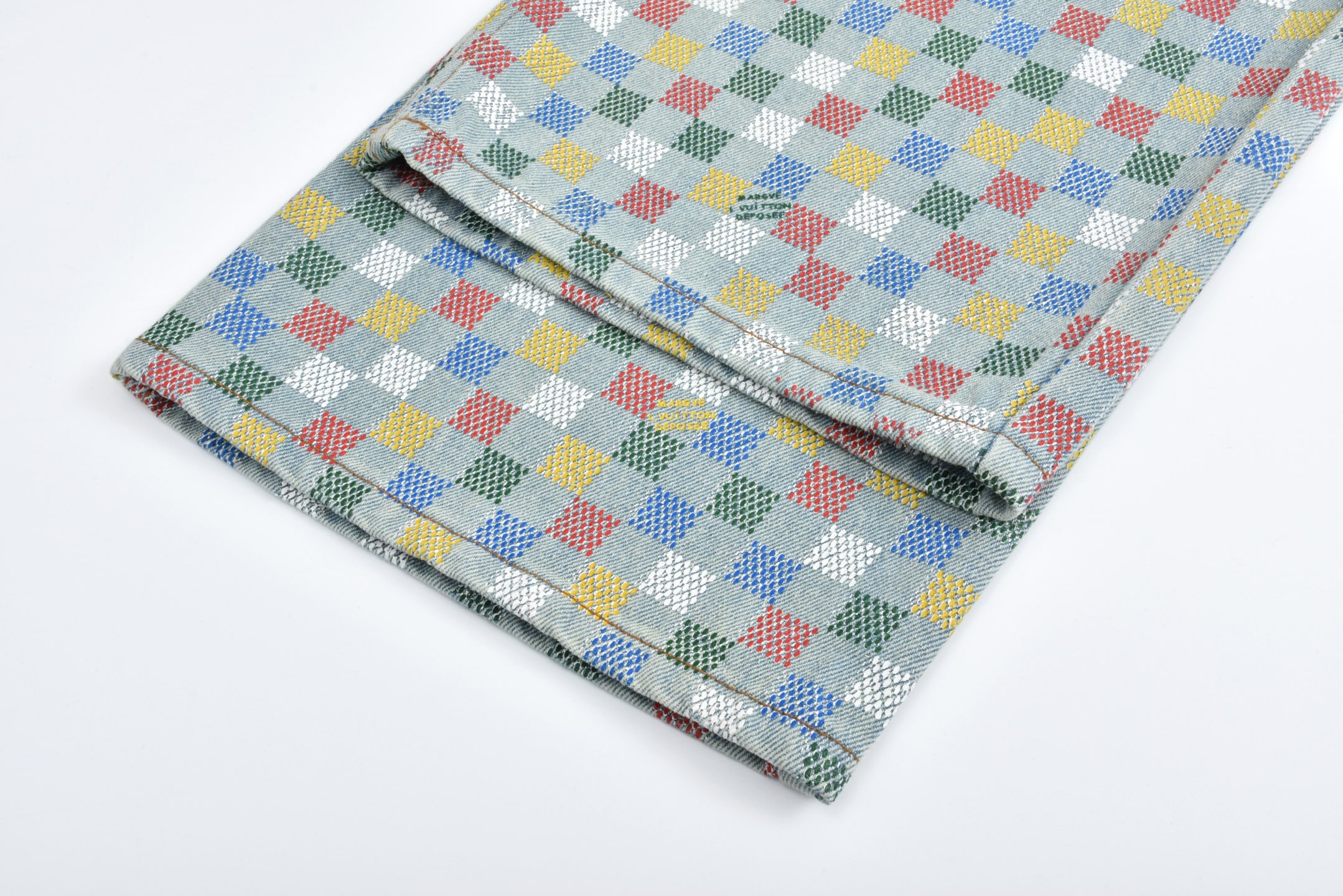 LOUIS VUITTON FW24 路易威登 LV 彩色格子 阔腿 牛仔裤 裤子 长裤 彩色-35 1AHBMM