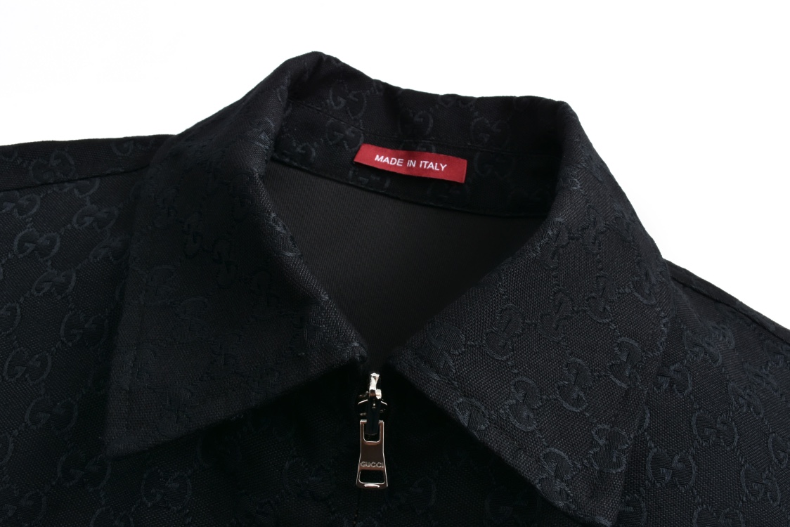 GUCCl 古驰 双面 穿教练夹克 外套 纯色 斜纹 尖领 长袖 凤搂 黑色-35 787295-ZARAH-1000