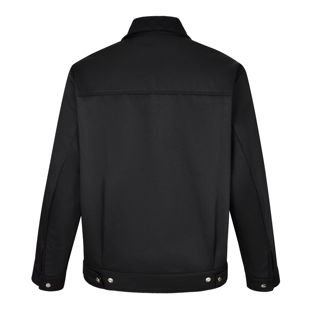 GUCCl 古驰 双面 穿教练夹克 外套 纯色 斜纹 尖领 长袖 凤搂 黑色-35 787295-ZARAH-1000