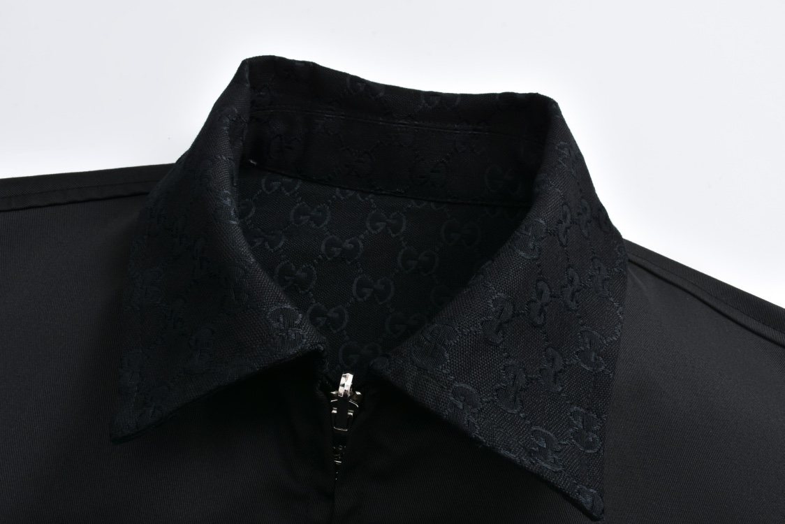 GUCCl 古驰 双面 穿教练夹克 外套 纯色 斜纹 尖领 长袖 凤搂 黑色-35 787295-ZARAH-1000