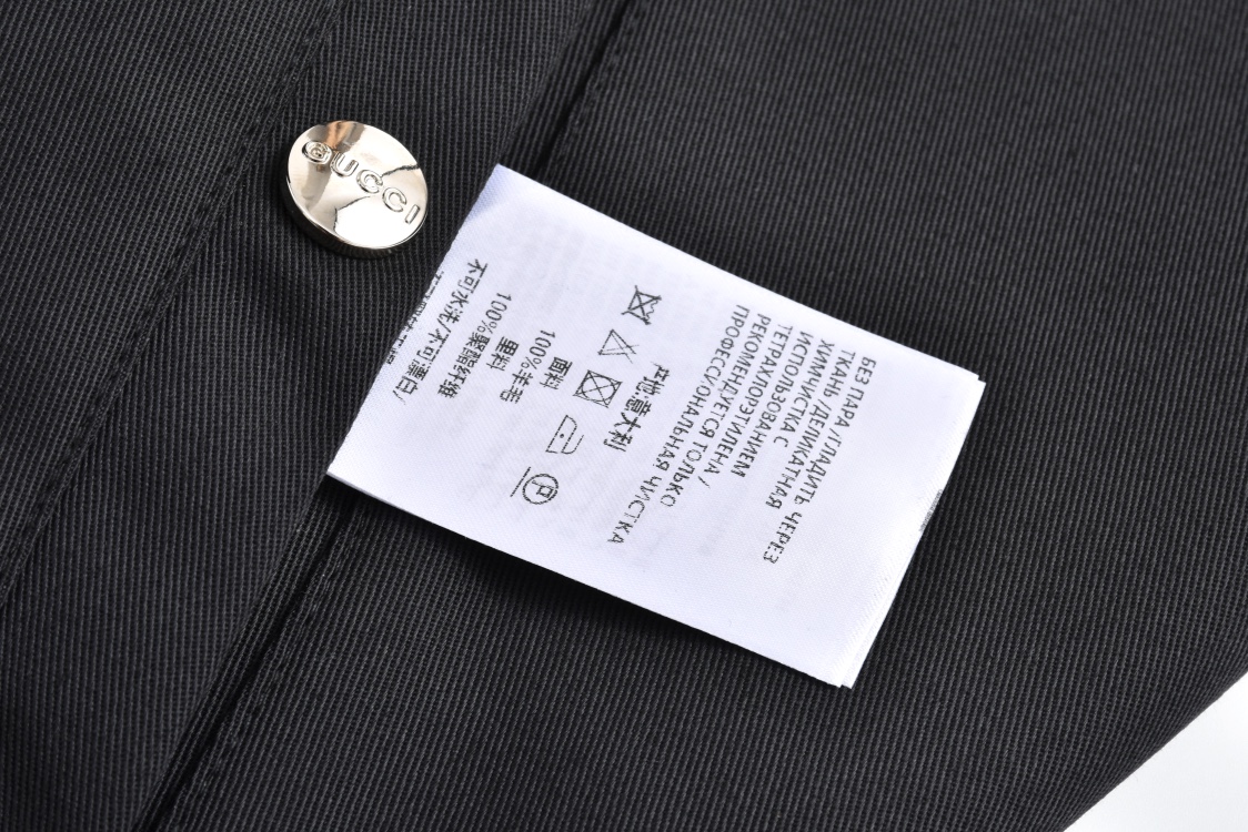 GUCCl 古驰 双面 穿教练夹克 外套 纯色 斜纹 尖领 长袖 凤搂 黑色-35 787295-ZARAH-1000