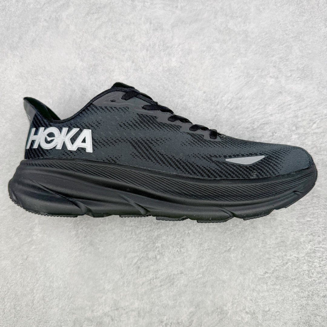 防水款 Hoka ONE ONE Clifton 9 低筒 舒适运动 防滑耐磨 透气跑步鞋 运动 波鞋 黑白 1141470-BBLC