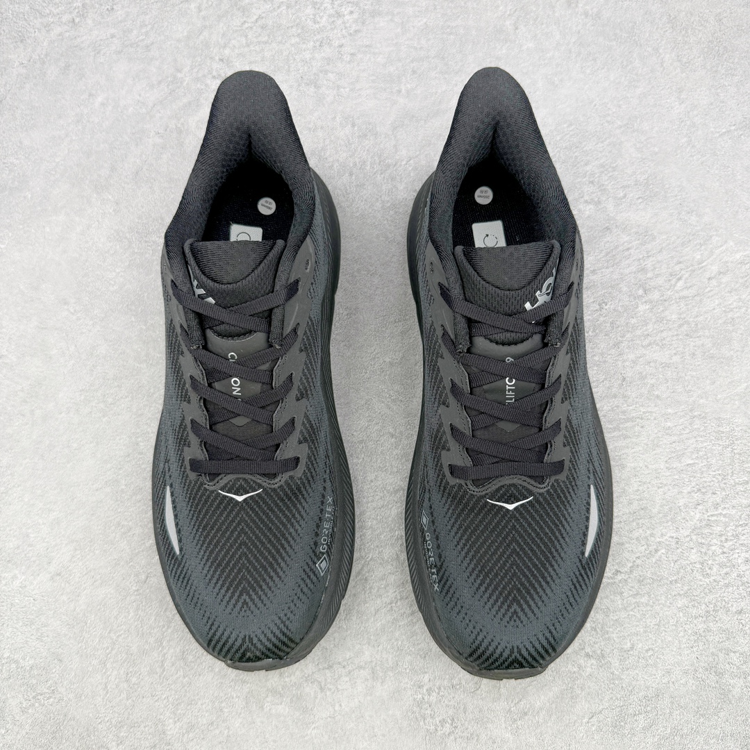 防水款 Hoka ONE ONE Clifton 9 低筒 舒适运动 防滑耐磨 透气跑步鞋 运动 波鞋 黑白 1141470-BBLC