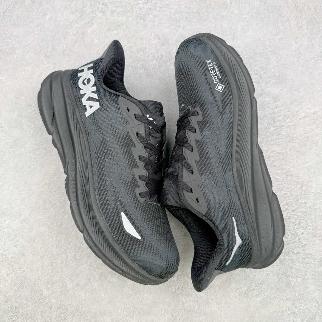 防水款 Hoka ONE ONE Clifton 9 低筒 舒适运动 防滑耐磨 透气跑步鞋 运动 波鞋 黑白 1141470-BBLC