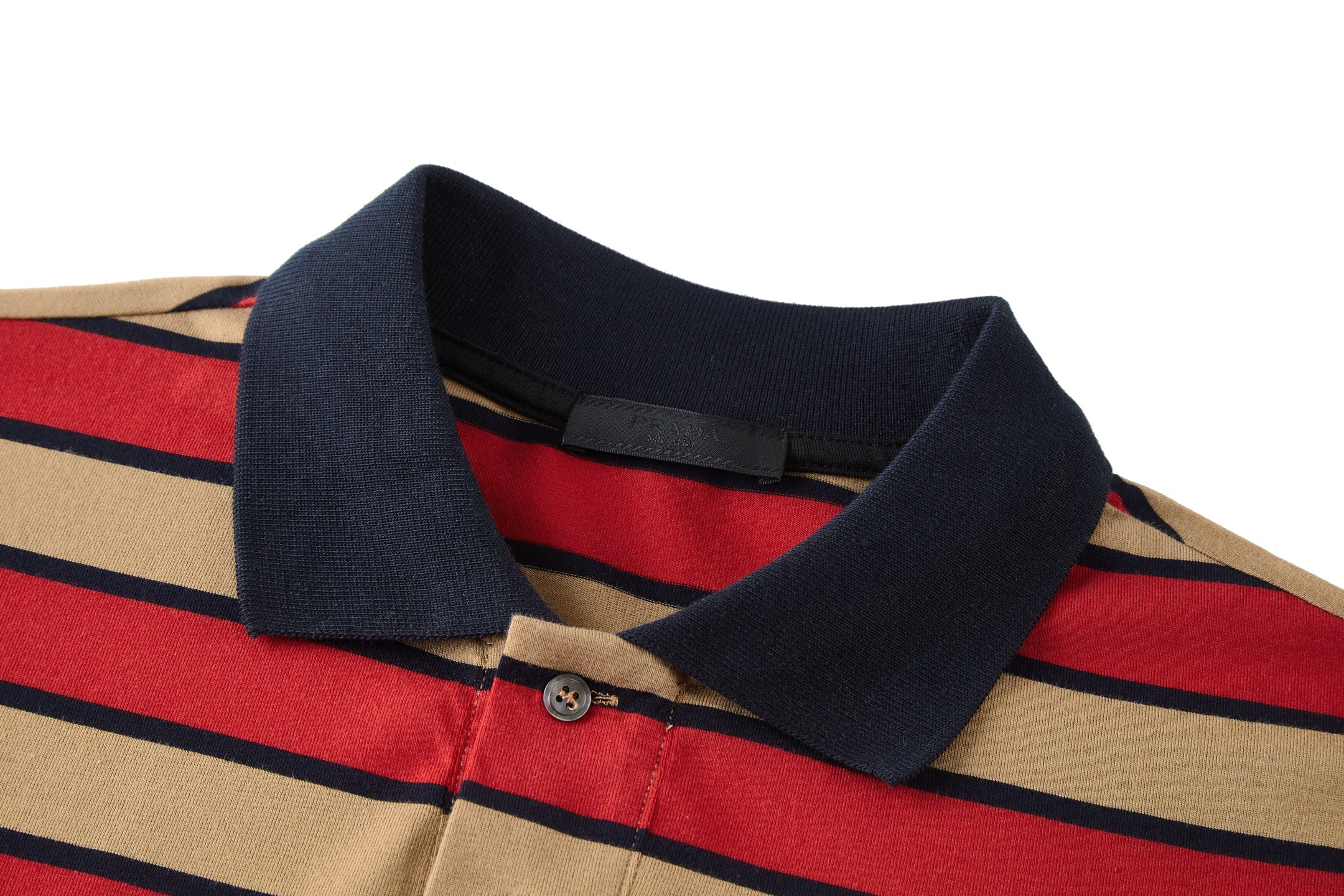  PRADA 普拉达 条纹刺绣 圆领短袖 T恤 橙色-15  UJN992-16S0-F0J68-S-WMO