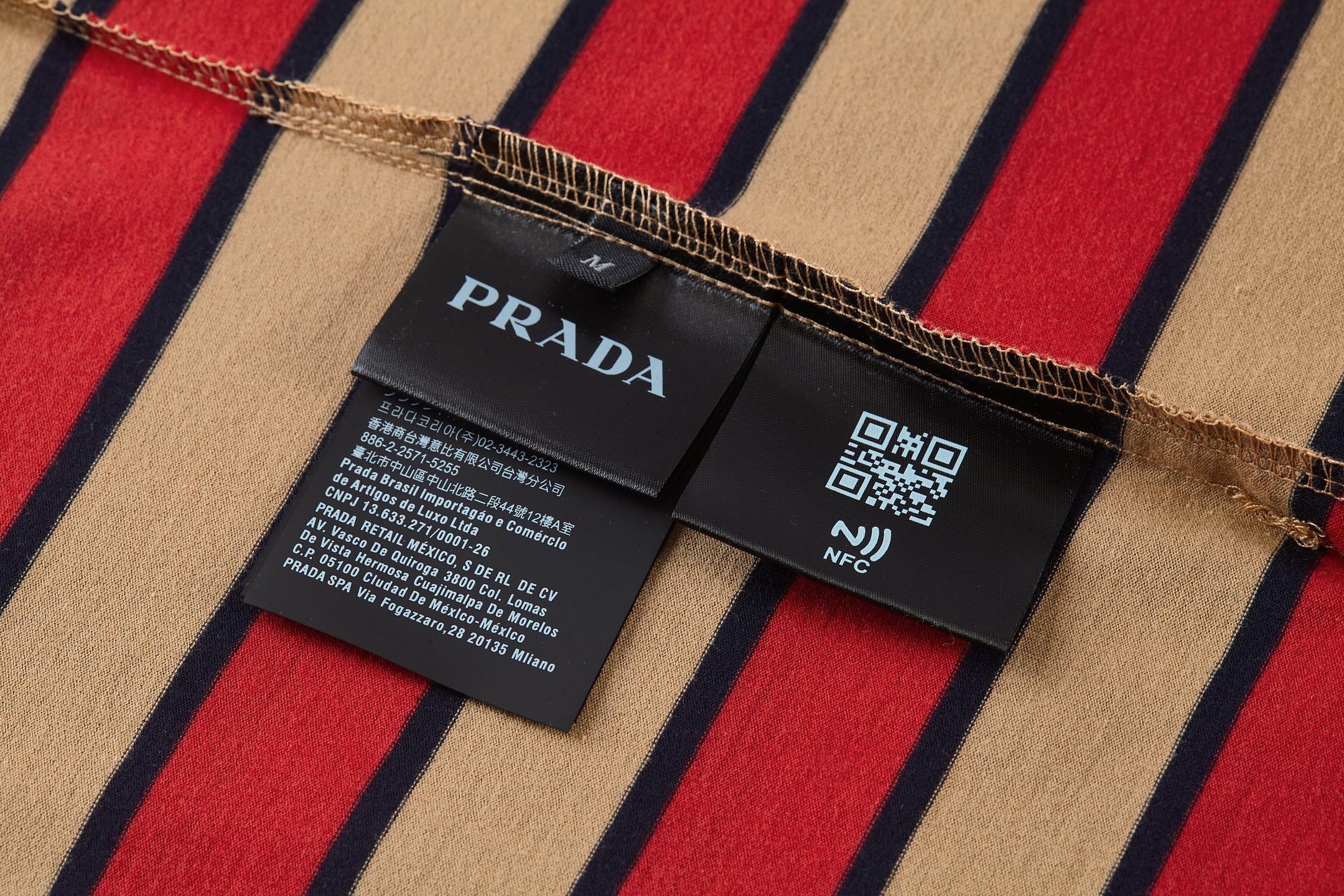  PRADA 普拉达 条纹刺绣 圆领短袖 T恤 橙色-15  UJN992-16S0-F0J68-S-WMO