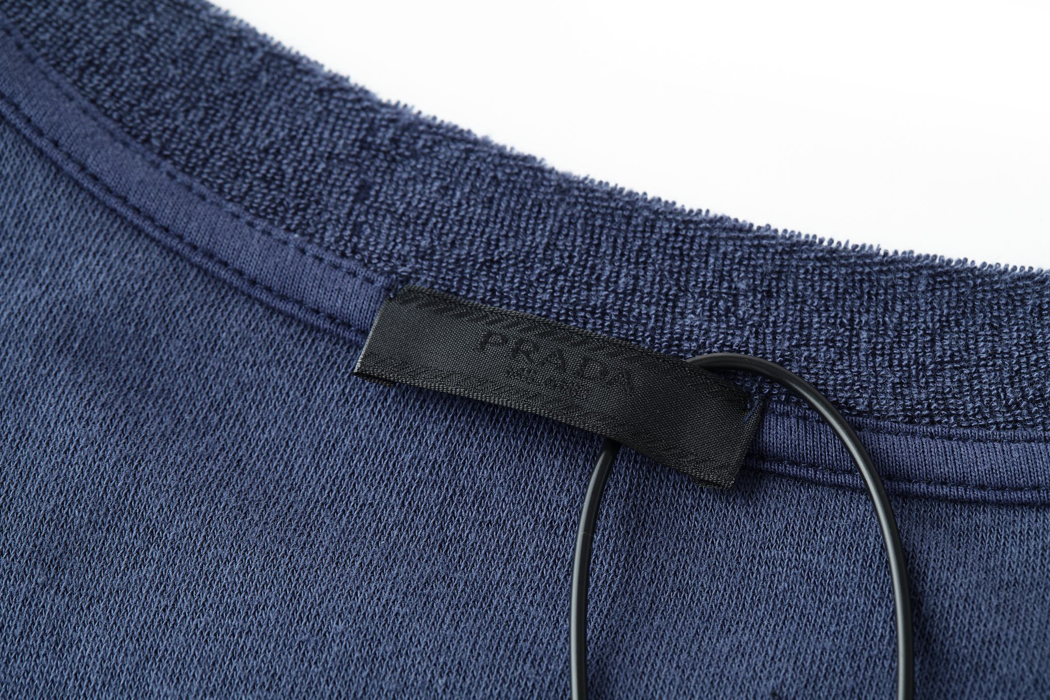 PRADA 普拉达 毛巾棉三角标 圆领 夏季 短袖 T恤  白色 蓝色-15 UJN885-16JK-S-232
