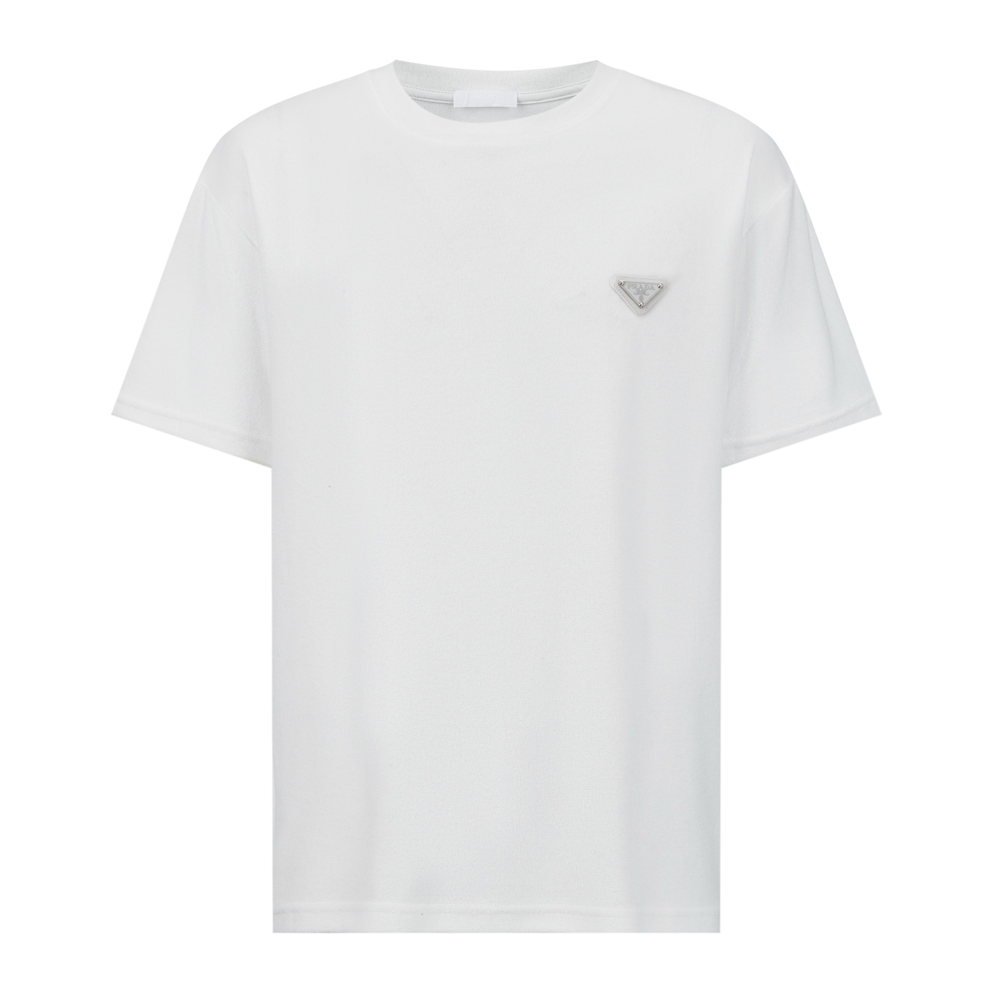 PRADA 普拉达 毛巾棉三角标 圆领 夏季 短袖 T恤  白色 蓝色-15 UJN885-16JK-S-232