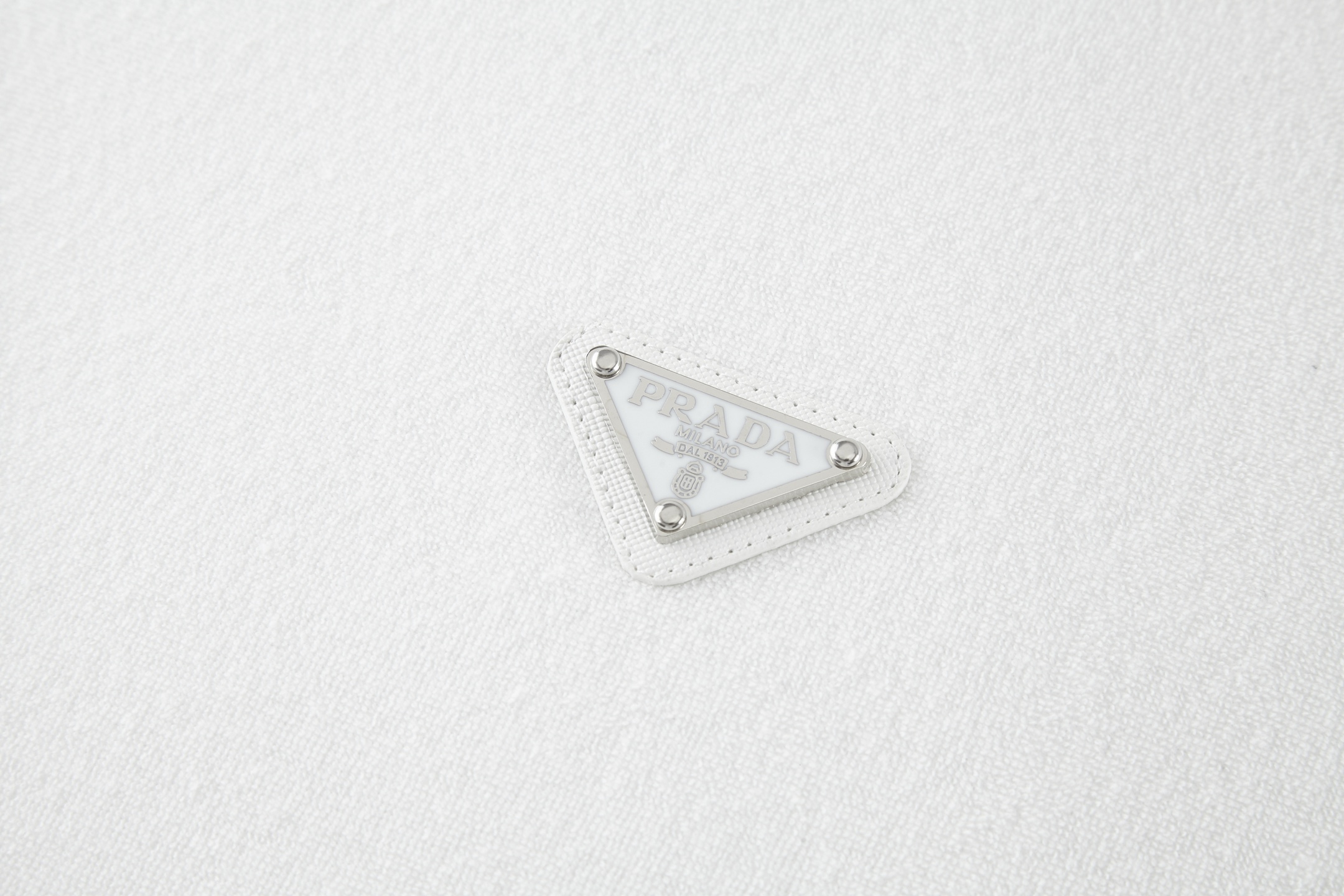 PRADA 普拉达 毛巾棉三角标 圆领 夏季 短袖 T恤  白色 蓝色-15 UJN885-16JK-S-232