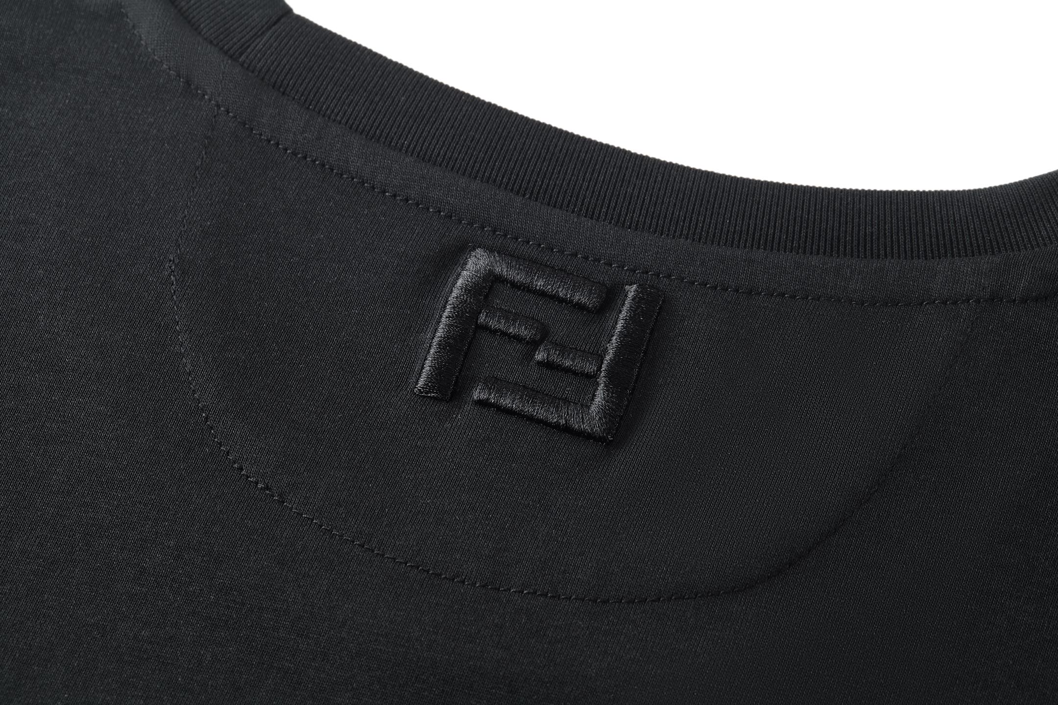 FENDI S225 芬迪 刺绣标识logo  圆领T恤 短袖  黑色 白色-15 FY1319ATAF0QB0