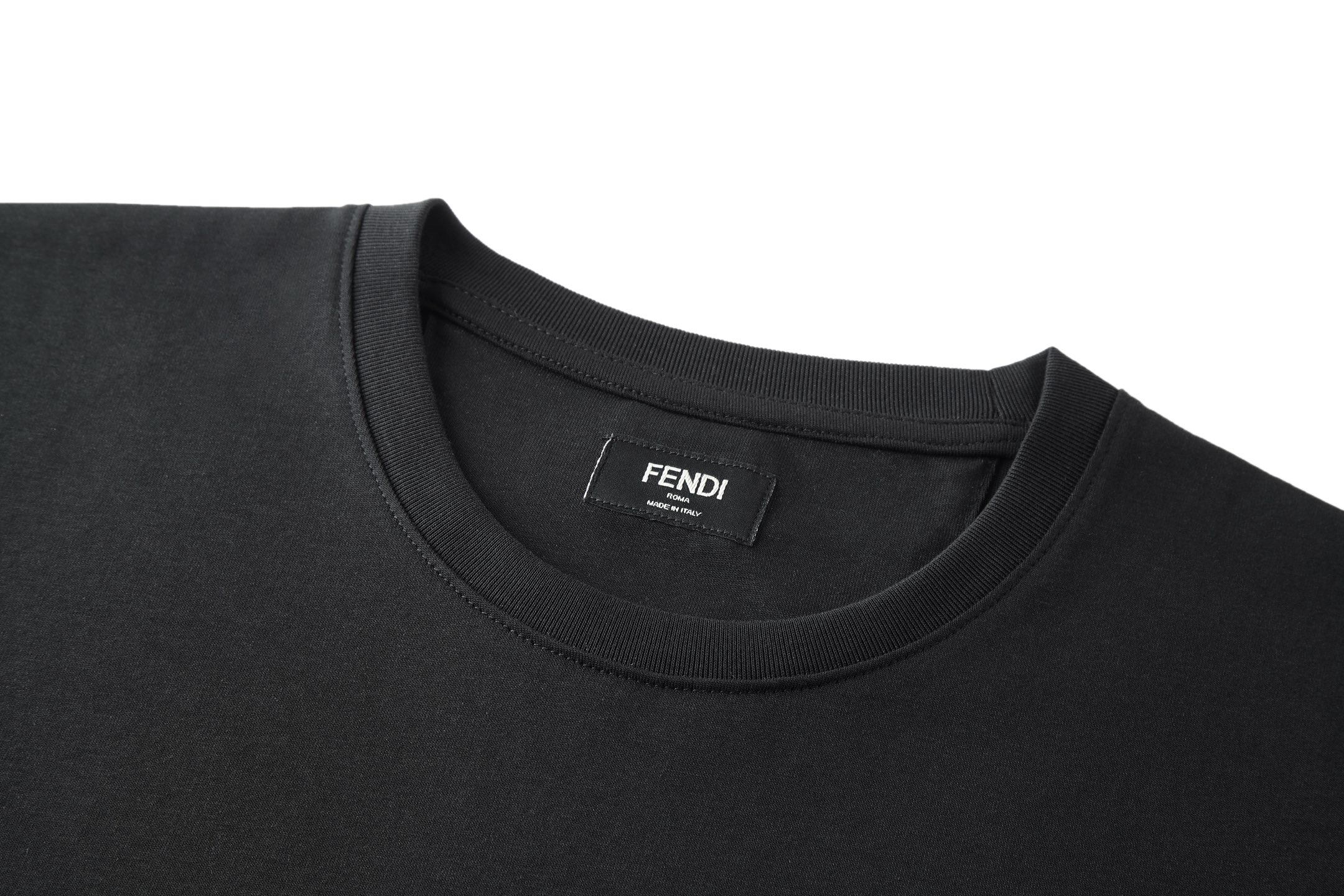 FENDI S225 芬迪 刺绣标识logo  圆领T恤 短袖  黑色 白色-15 FY1319ATAF0QB0