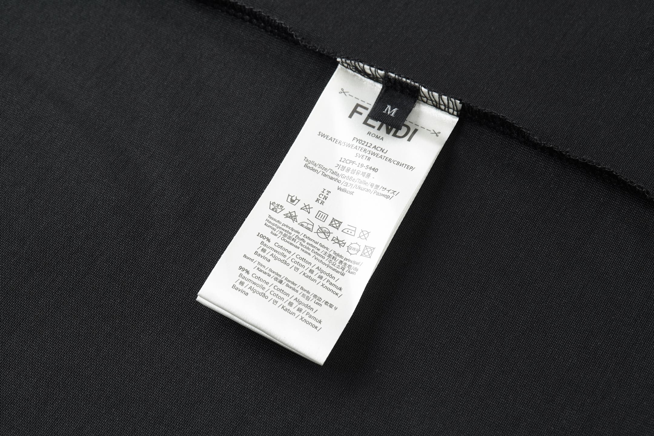 FENDI S225 芬迪 刺绣标识logo  圆领T恤 短袖  黑色 白色-15 FY1319ATAF0QB0