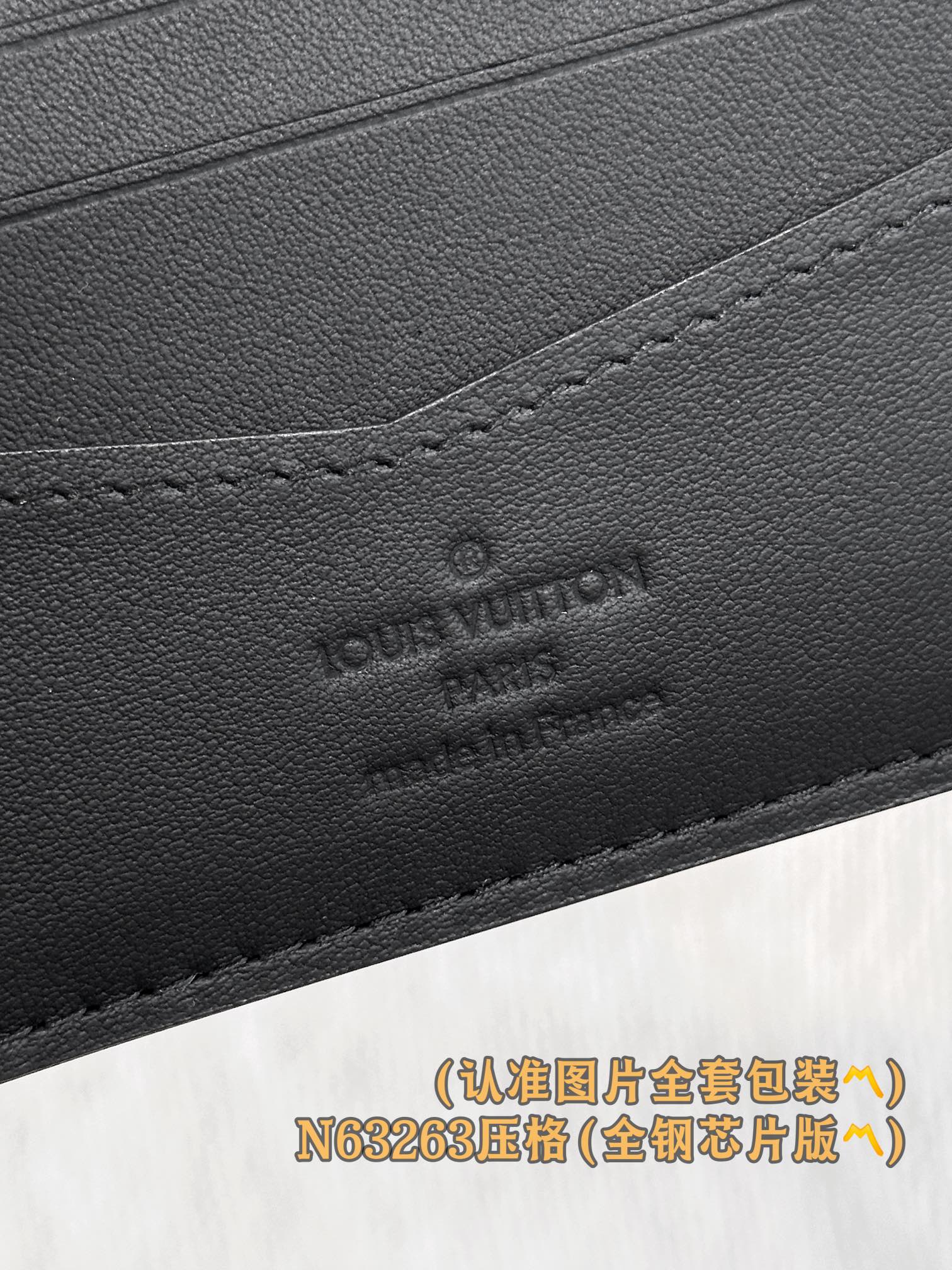 新版 LOUIS VUITTON  LV钱包  路易威登 涂层帆布拼皮 老花 卡包 开合 短夹 黑色格子-20-N63263