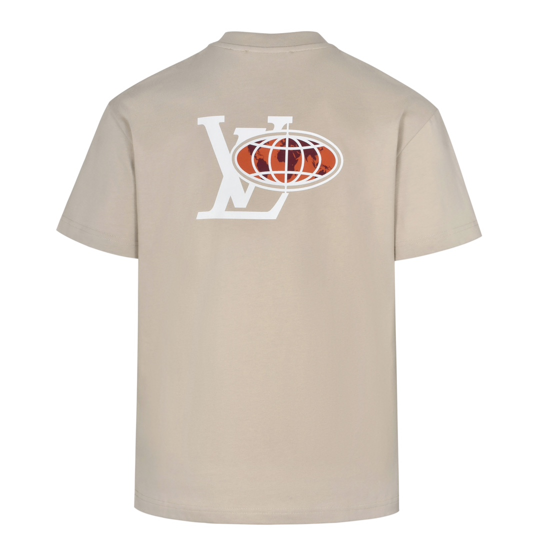 LOUIS VUITTON 路易威登 LV 世界地图烫钻  夏季T恤 男女同款  短袖 杏色-A5