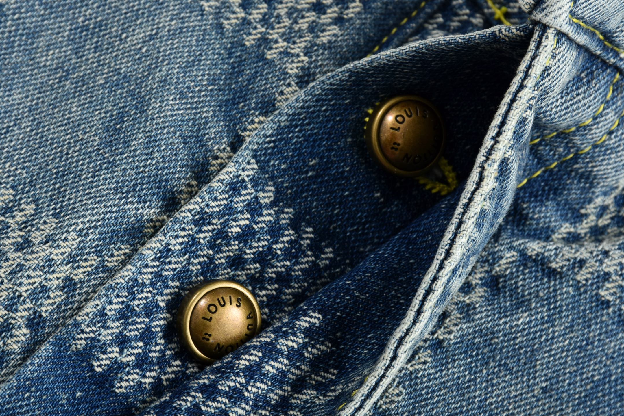 LOUIS VUITTON FW24 路易威登 LV棋盘格 直筒 牛仔裤 裤子 长裤 蓝色C0