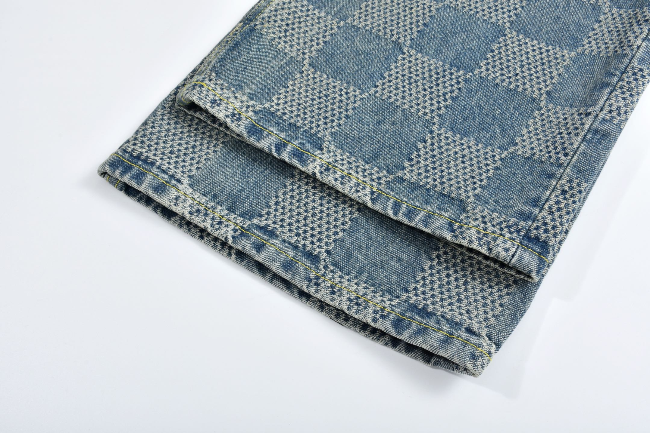 LOUIS VUITTON FW24 路易威登 LV棋盘格 直筒 牛仔裤 裤子 长裤 蓝色C0