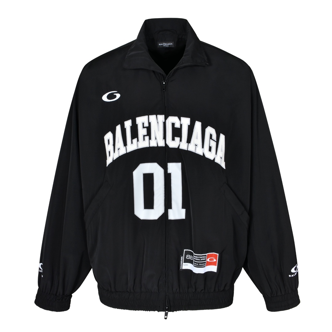 Balenciaga 巴黎世家  01篮球冲锋衣 外套夹克凤搂 长袖 黑色-B5 817765TPQ381000