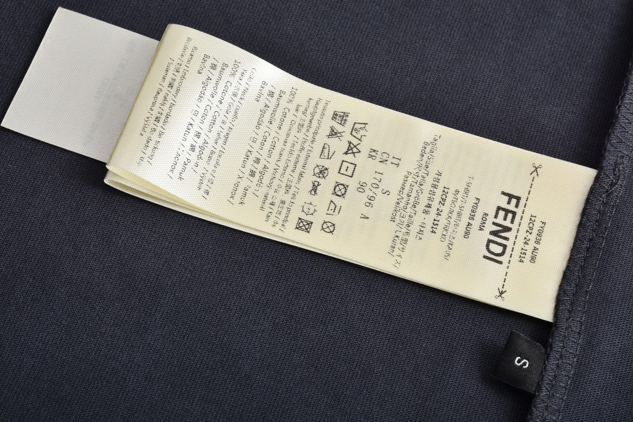 FENDI 芬迪 盾牌刺绣 圆领T恤 短袖  夏季 男女同款 蓝色-A5 FY0936AU9DF0QB0