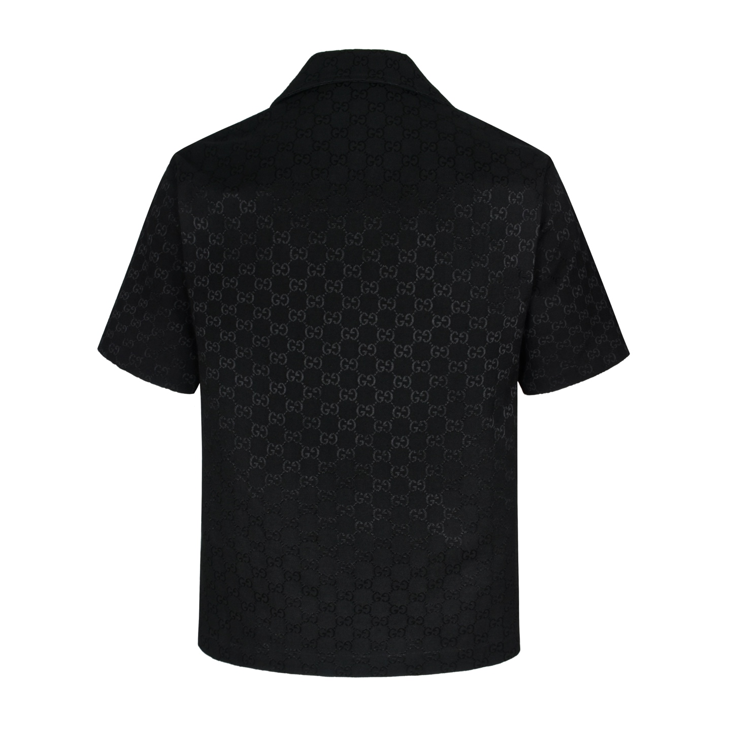 GUCCI 古驰 老花满印 翻领 单排扣 衬衫  T恤 圆领 夏季 短袖  黑色-B2  