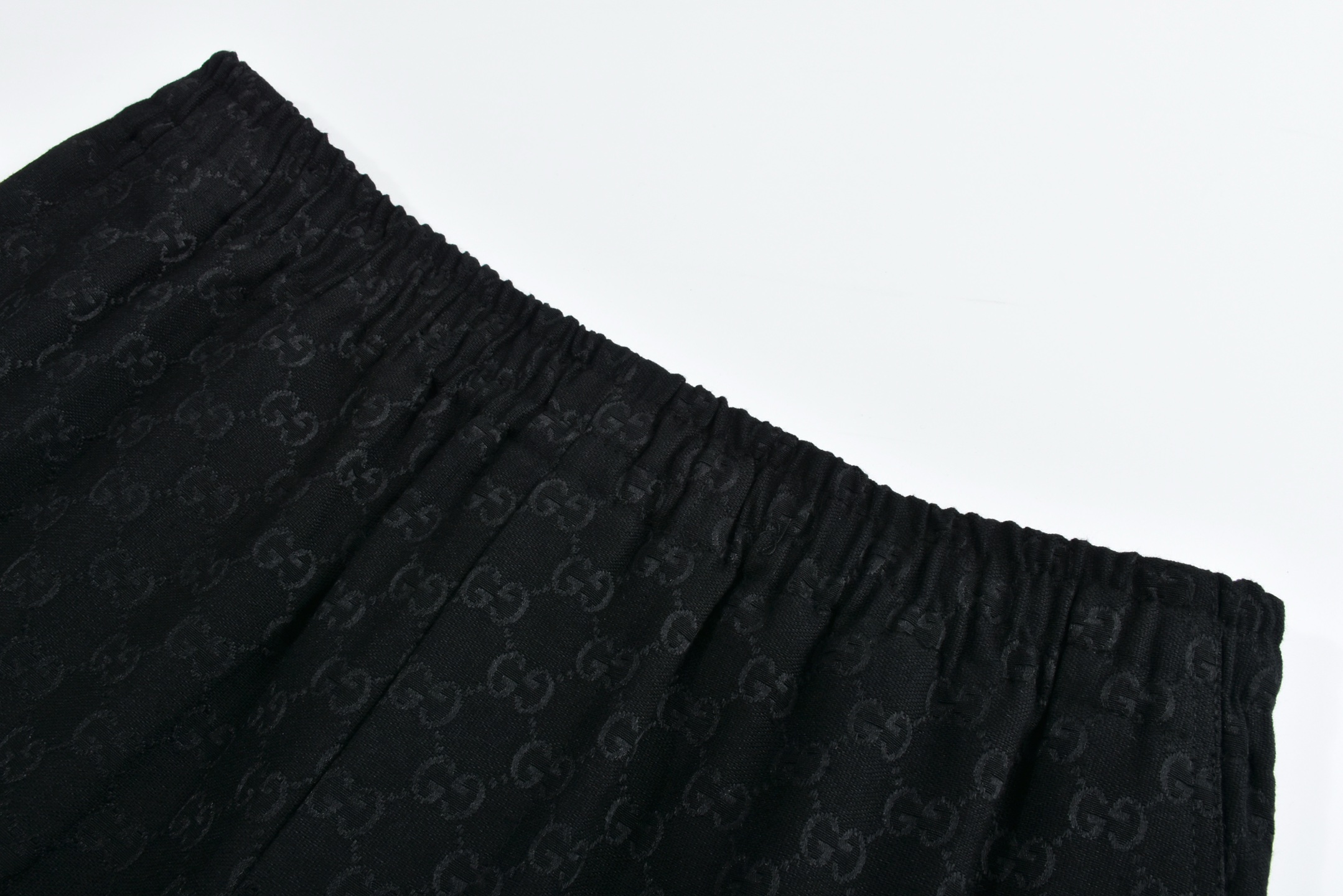 GUGGI 古驰 老花满印 松紧带 短裤 裤子 五分裤 黑色-B0