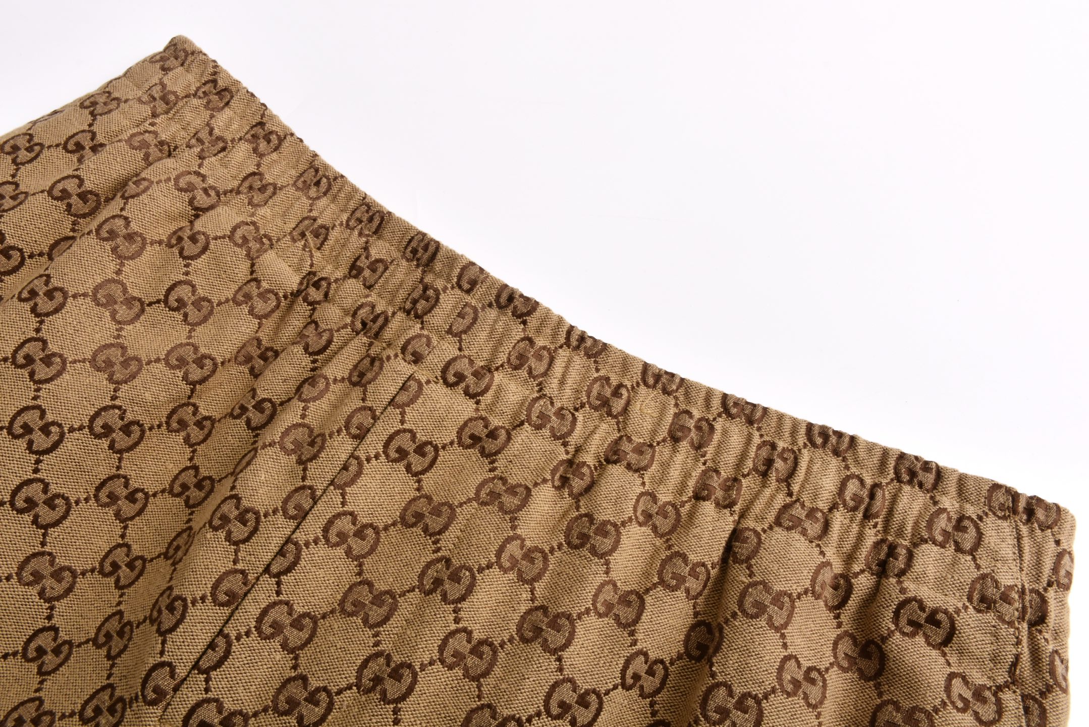 GUGGI 古驰 老花满印 松紧带 短裤 裤子 五分裤 棕色-B0