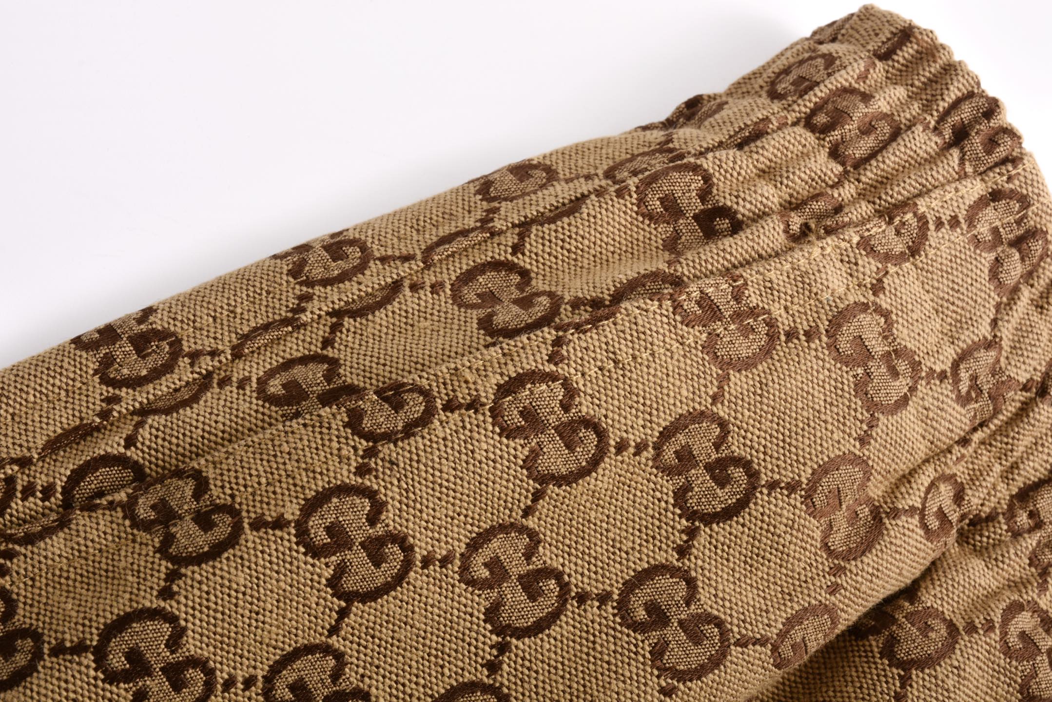 GUGGI 古驰 老花满印 松紧带 短裤 裤子 五分裤 棕色-B0