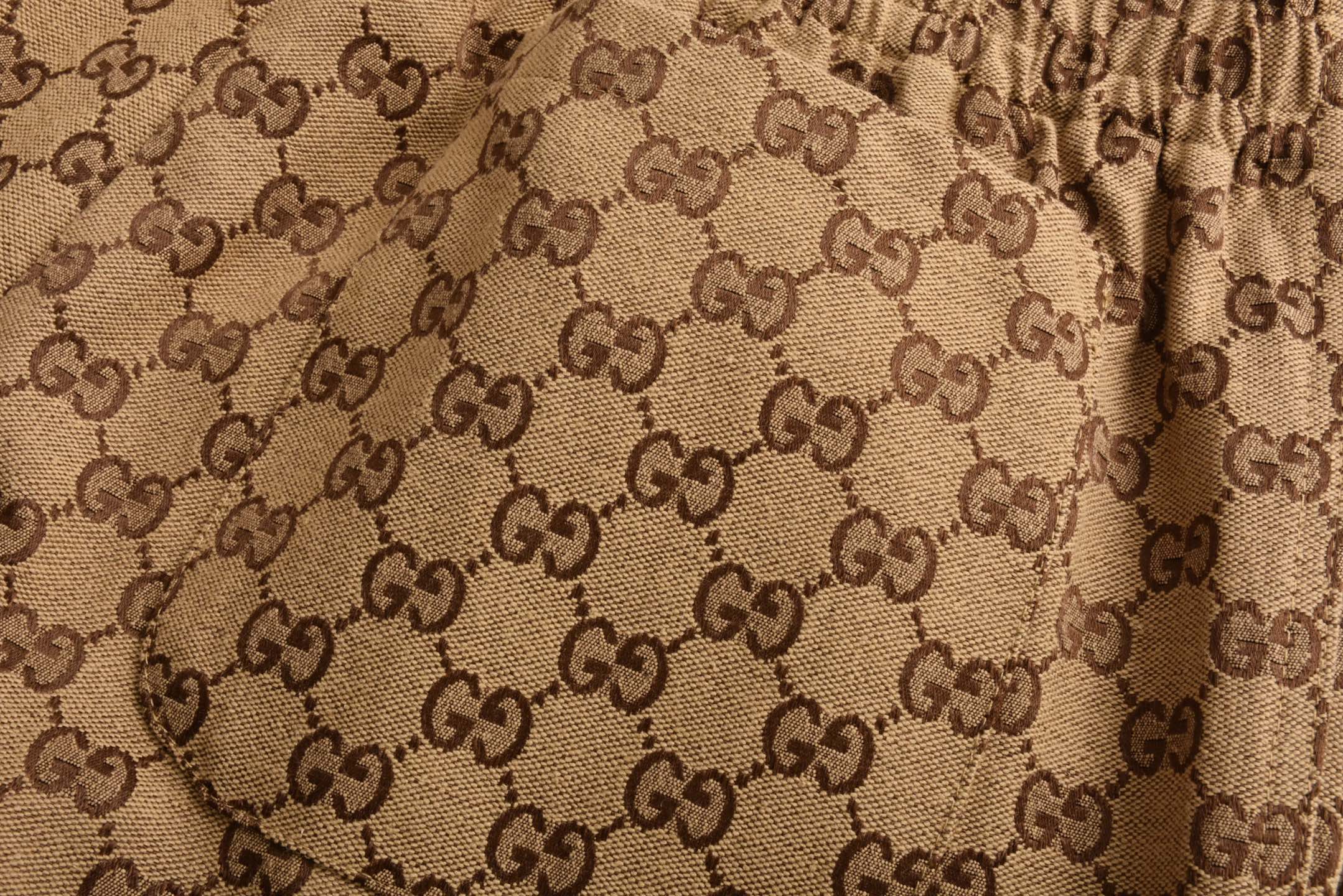 GUGGI 古驰 老花满印 松紧带 短裤 裤子 五分裤 棕色-B0