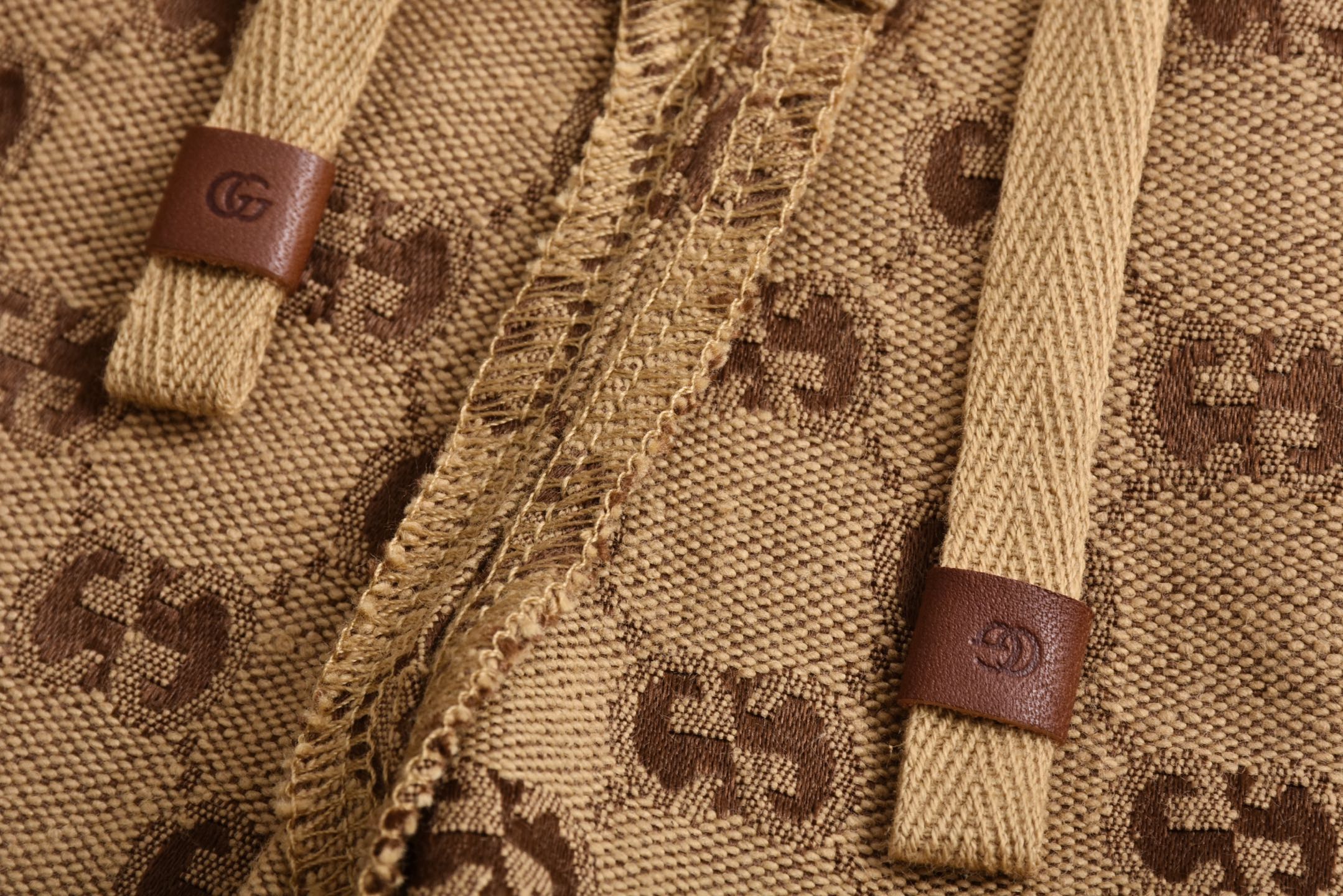 GUGGI 古驰 老花满印 松紧带 短裤 裤子 五分裤 棕色-B0