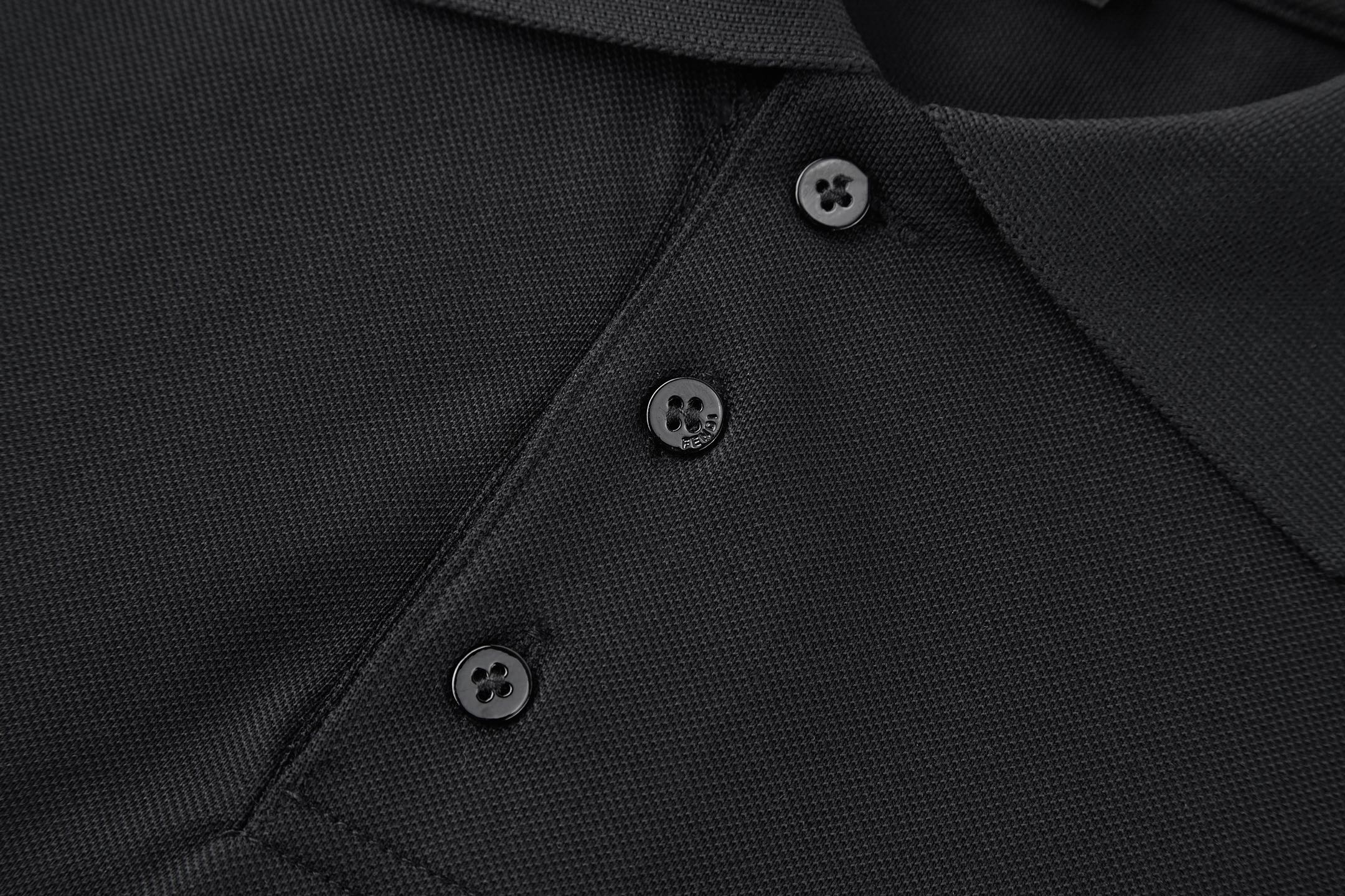 FENDI  芬迪  双F金标  polo衫  T 恤 短袖 上衣 夏款 黑色 白色-A5  