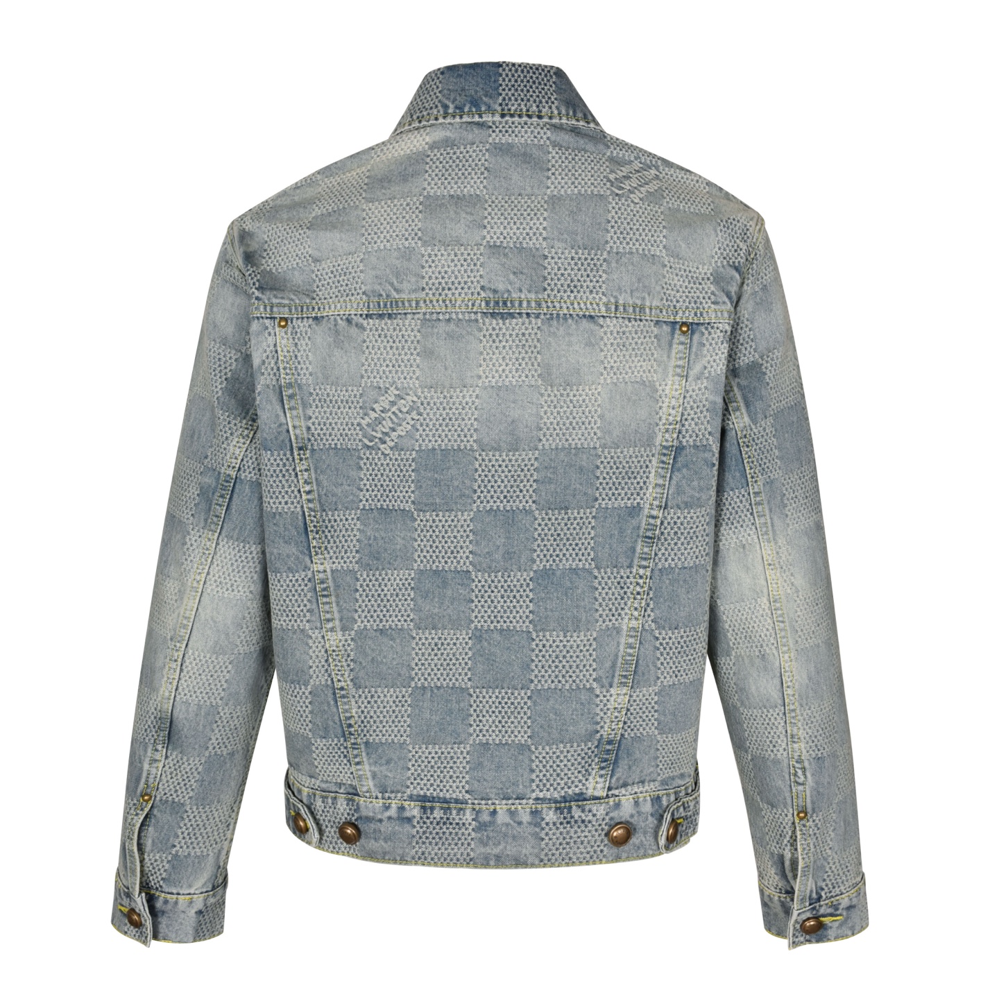 LOUIS VUITTON 路易威登 LV  棋盘格 牛仔 单排扣 外套  长袖 秋冬款 蓝色-C0 1AHCPE