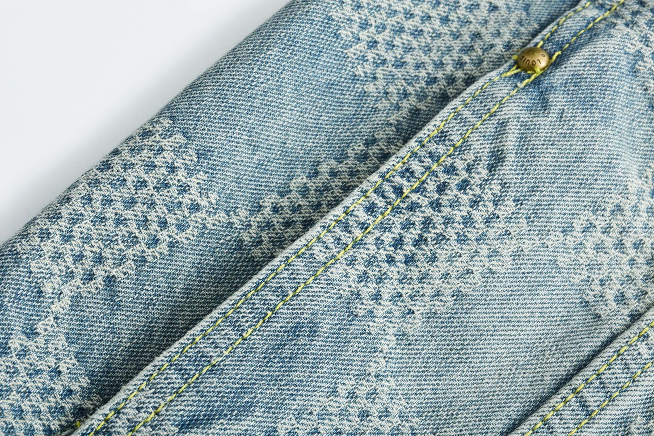 LOUIS VUITTON 路易威登 LV  棋盘格 牛仔 单排扣 外套  长袖 秋冬款 蓝色-C0 1AHCPE