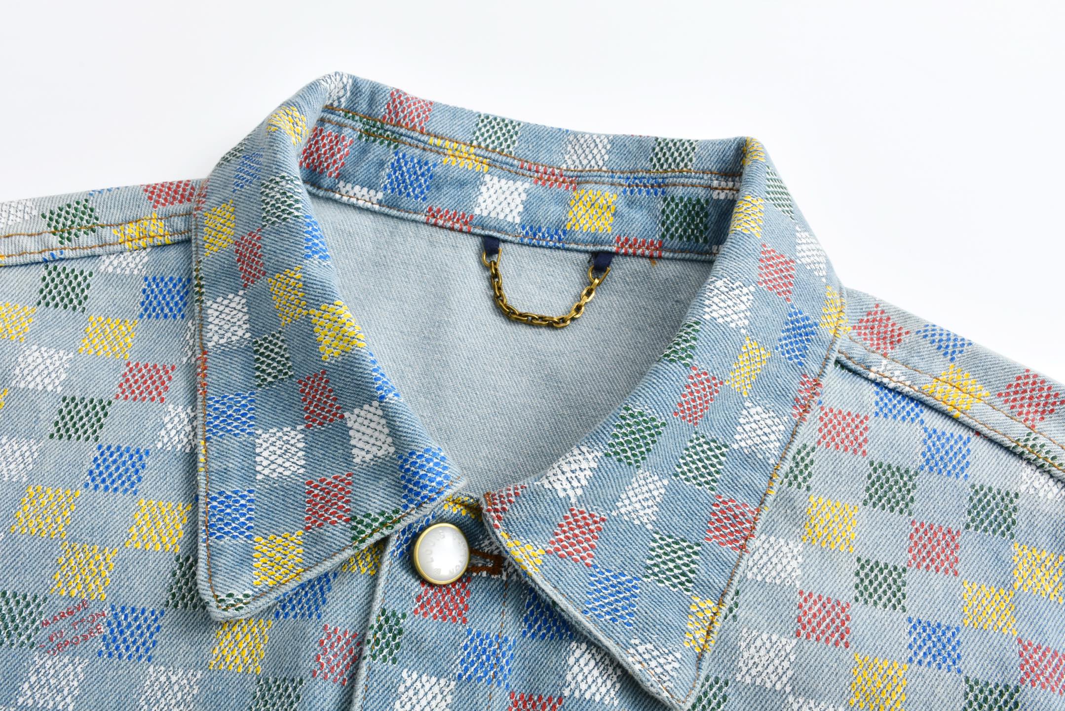 LOUIS VUITTON 路易威登 LV  彩格 棋盘格 牛仔 单排扣 外套  长袖 秋冬款 蓝色-C0  