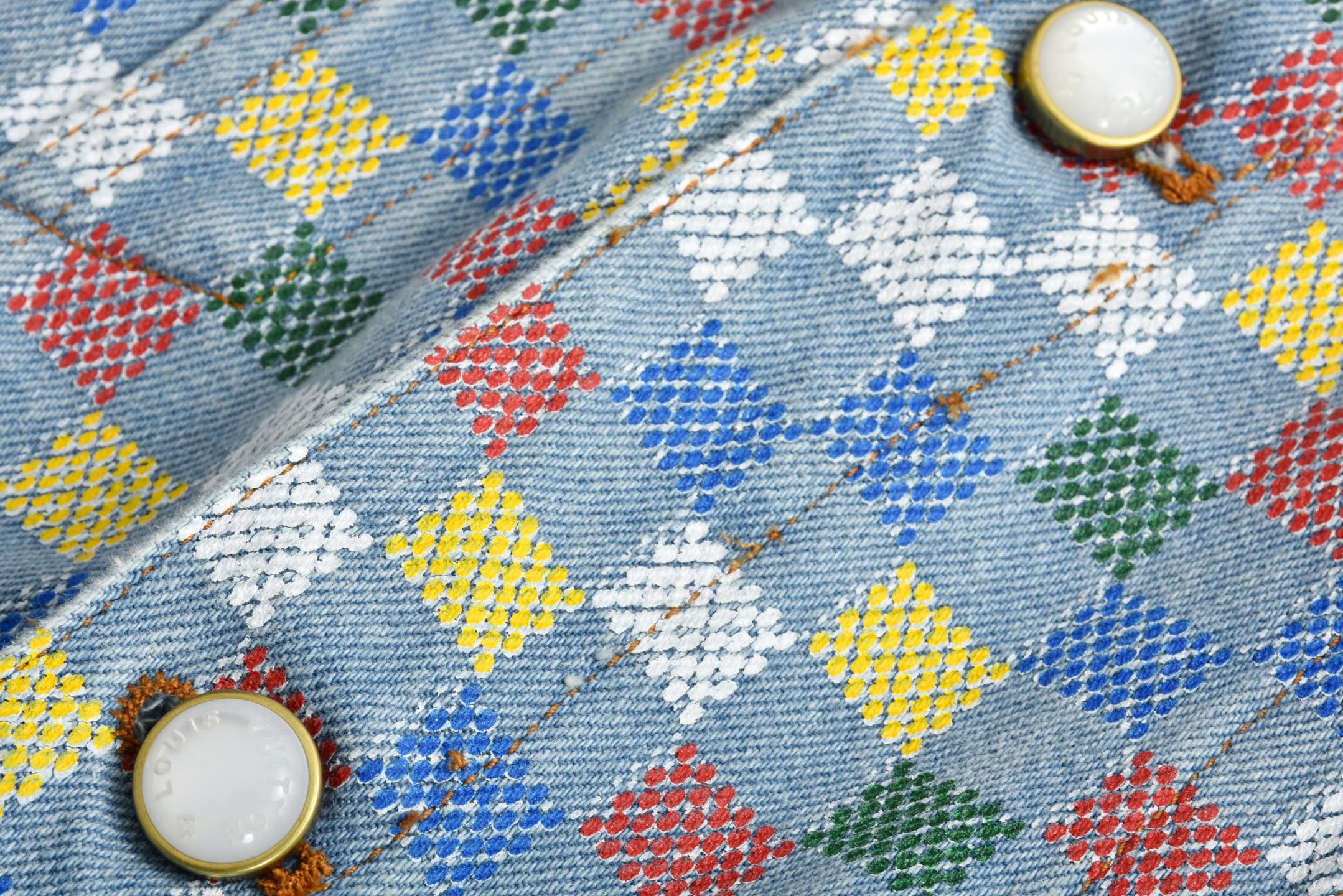 LOUIS VUITTON 路易威登 LV  彩格 棋盘格 牛仔 单排扣 外套  长袖 秋冬款 蓝色-C0  