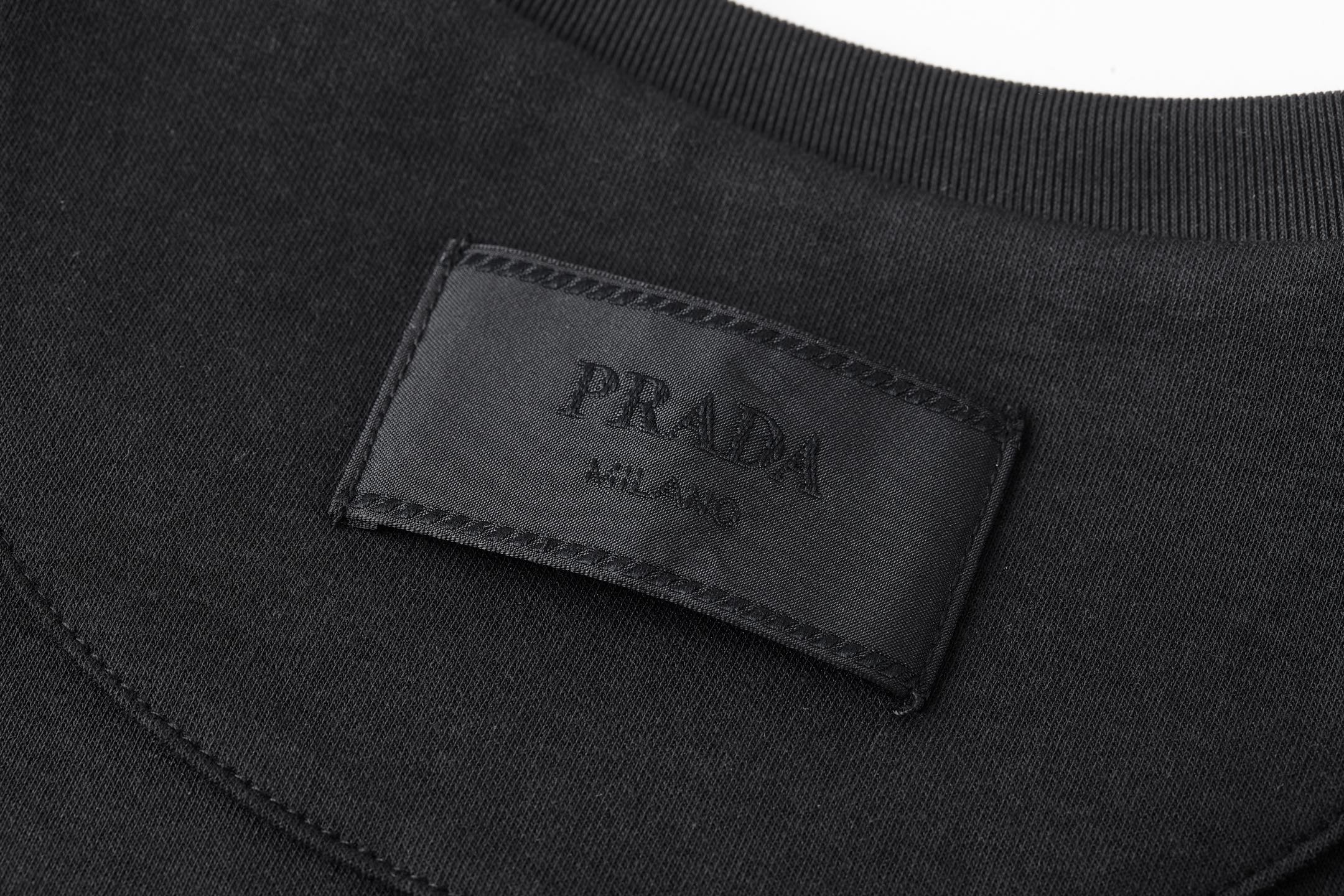 PRADA 普拉达 新领口钢标 圆领 夏季 短袖 T恤  白色 蓝色 黑色 绿色 灰色-A5
