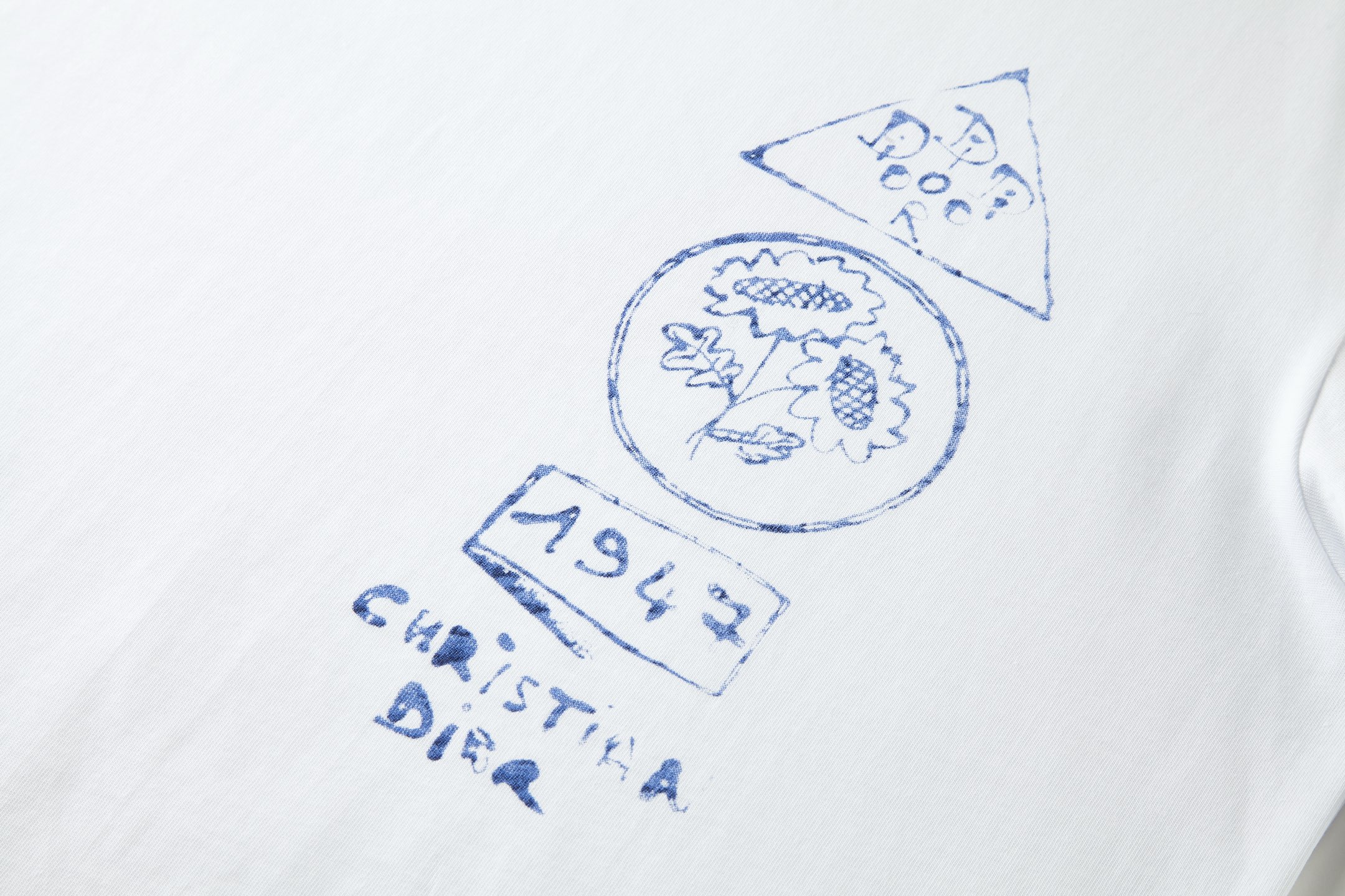 DIOR 迪奥 植物印花 圆领 T恤 夏季 短袖 白色 蓝色-A5