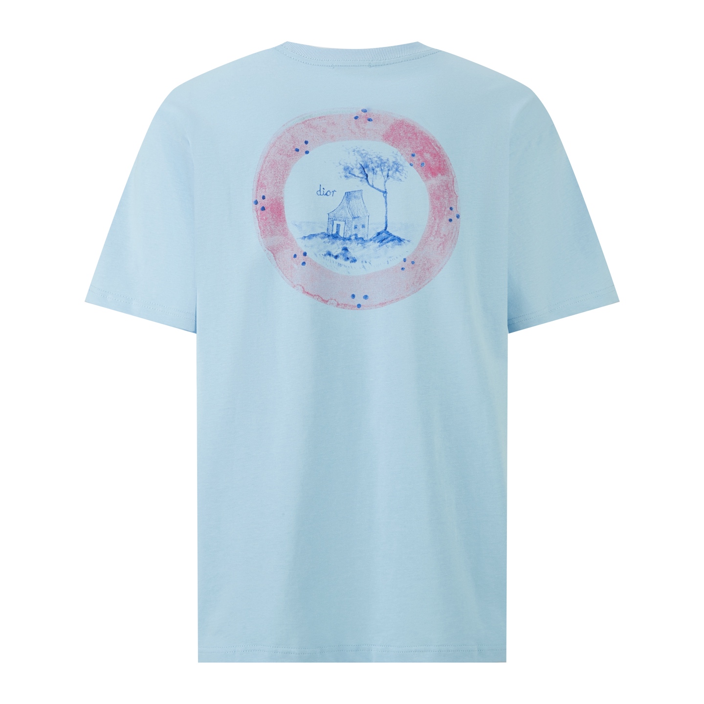 DIOR 迪奥 植物印花 圆领 T恤 夏季 短袖 白色 蓝色-A5