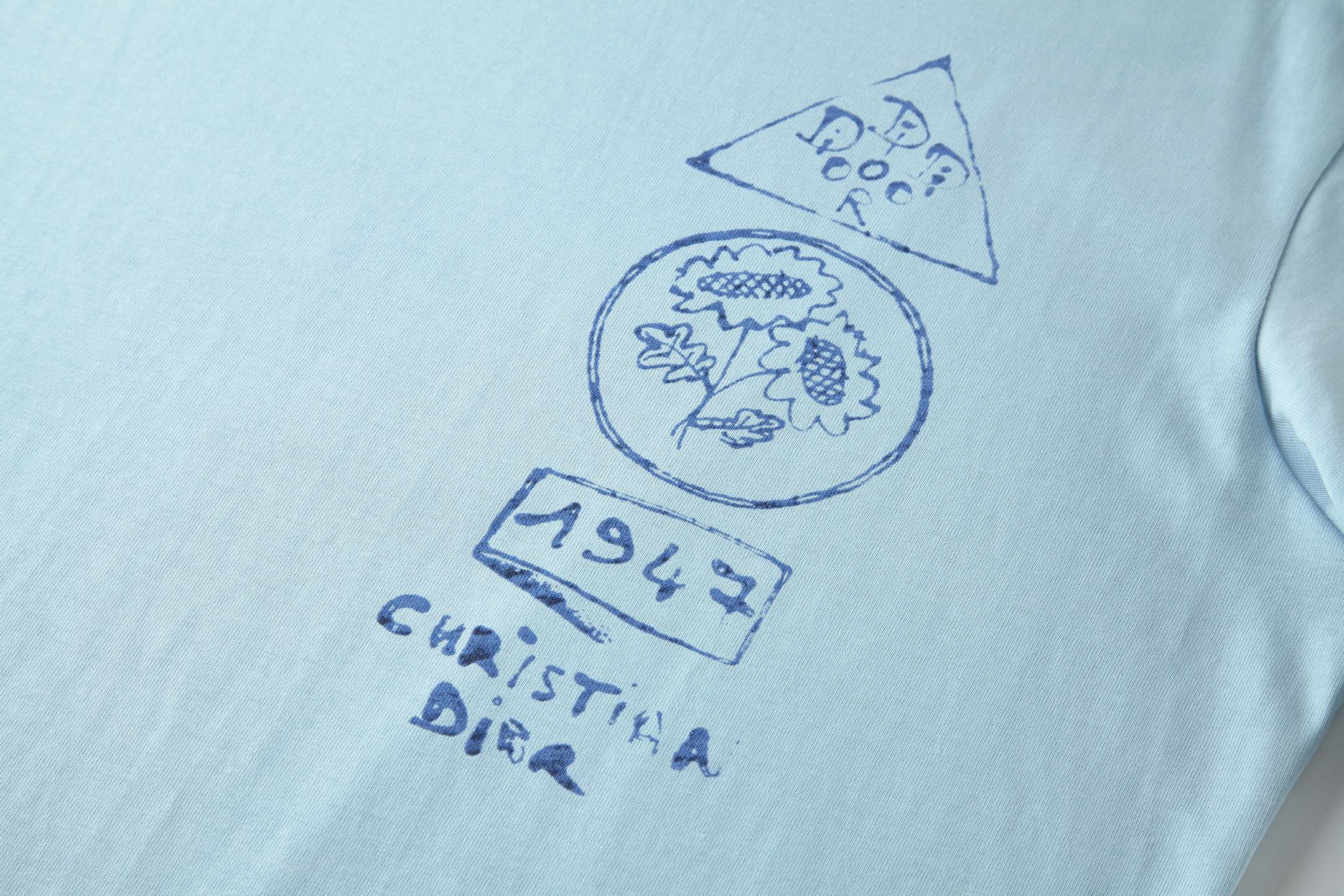 DIOR 迪奥 植物印花 圆领 T恤 夏季 短袖 白色 蓝色-A5