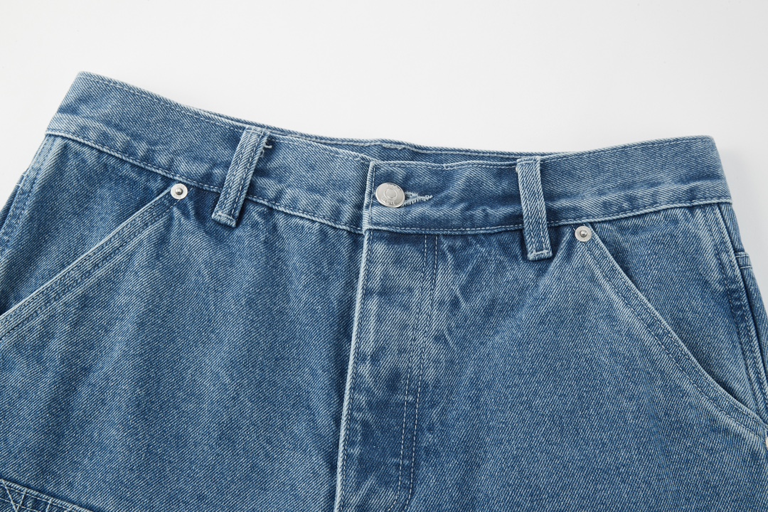 DIOR 迪奥 SS24 藤格纹图案纽扣工装牛仔裤 短裤 裤子 五分裤 蓝色 A5 493D190A383X-C585