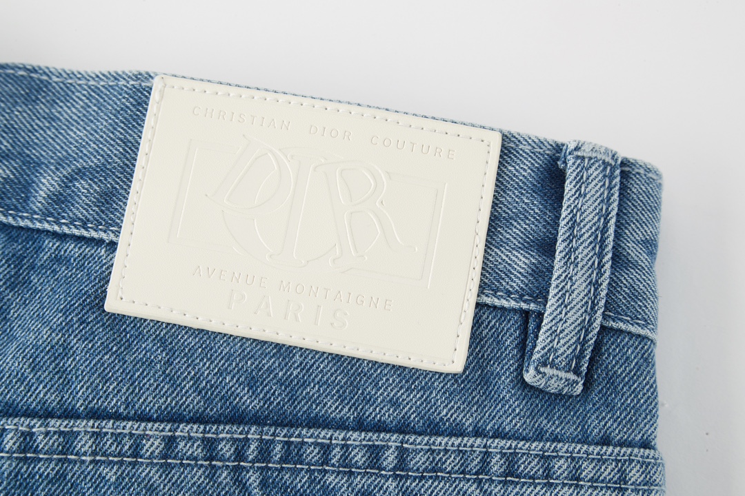 DIOR 迪奥 SS24 藤格纹图案纽扣工装牛仔裤 短裤 裤子 五分裤 蓝色 A5 493D190A383X-C585