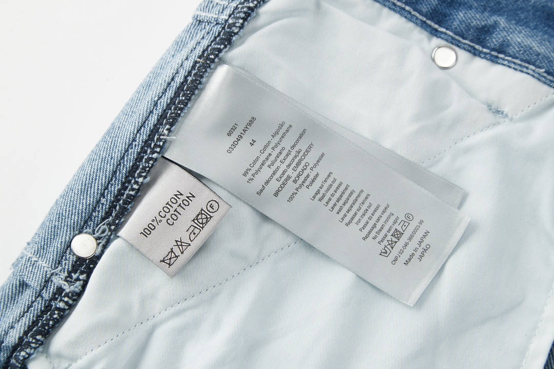 DIOR 迪奥 SS24 藤格纹图案纽扣工装牛仔裤 短裤 裤子 五分裤 蓝色 A5 493D190A383X-C585