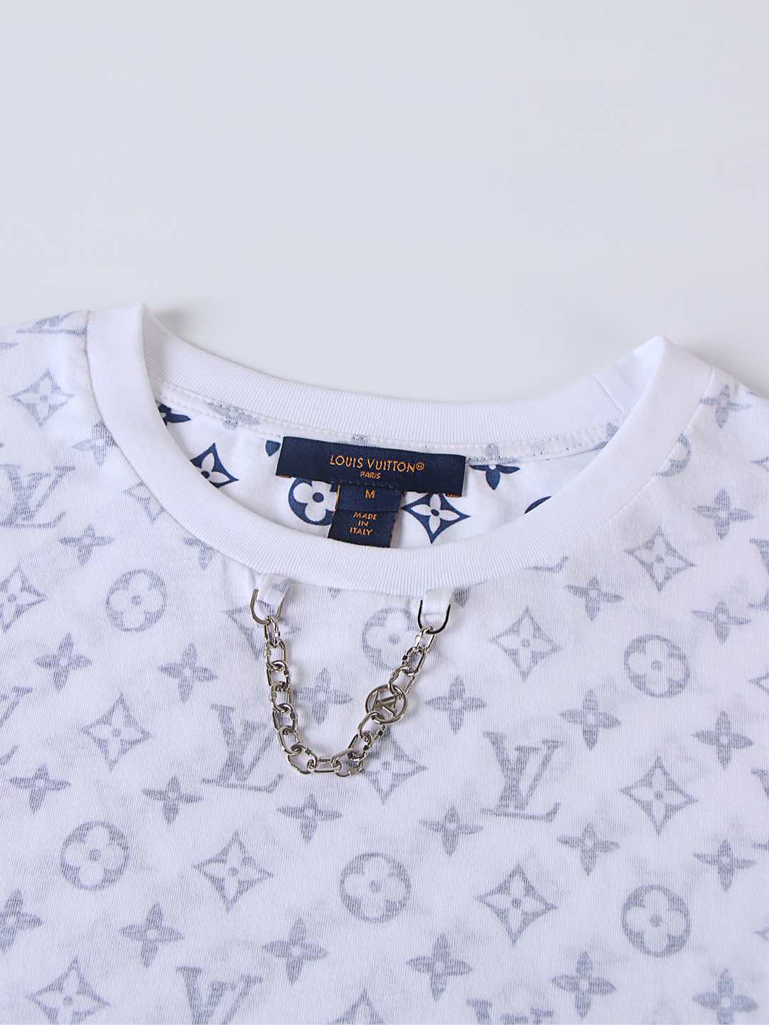 LOUIS VUITTON 路易威登 LV 链条满印老花 圆领  夏季 T恤 男女同款  短袖 白色A5