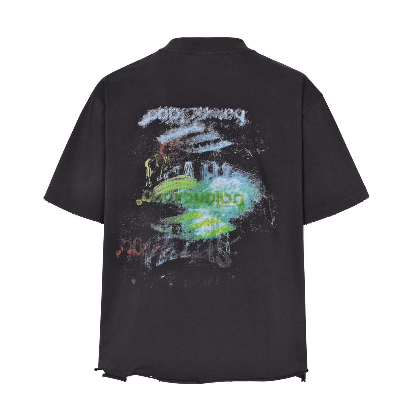 Balenciaga 巴黎世家 绿色涂鸦 圆领短袖 T恤 夏季 黑色A5 783399TSVB41041