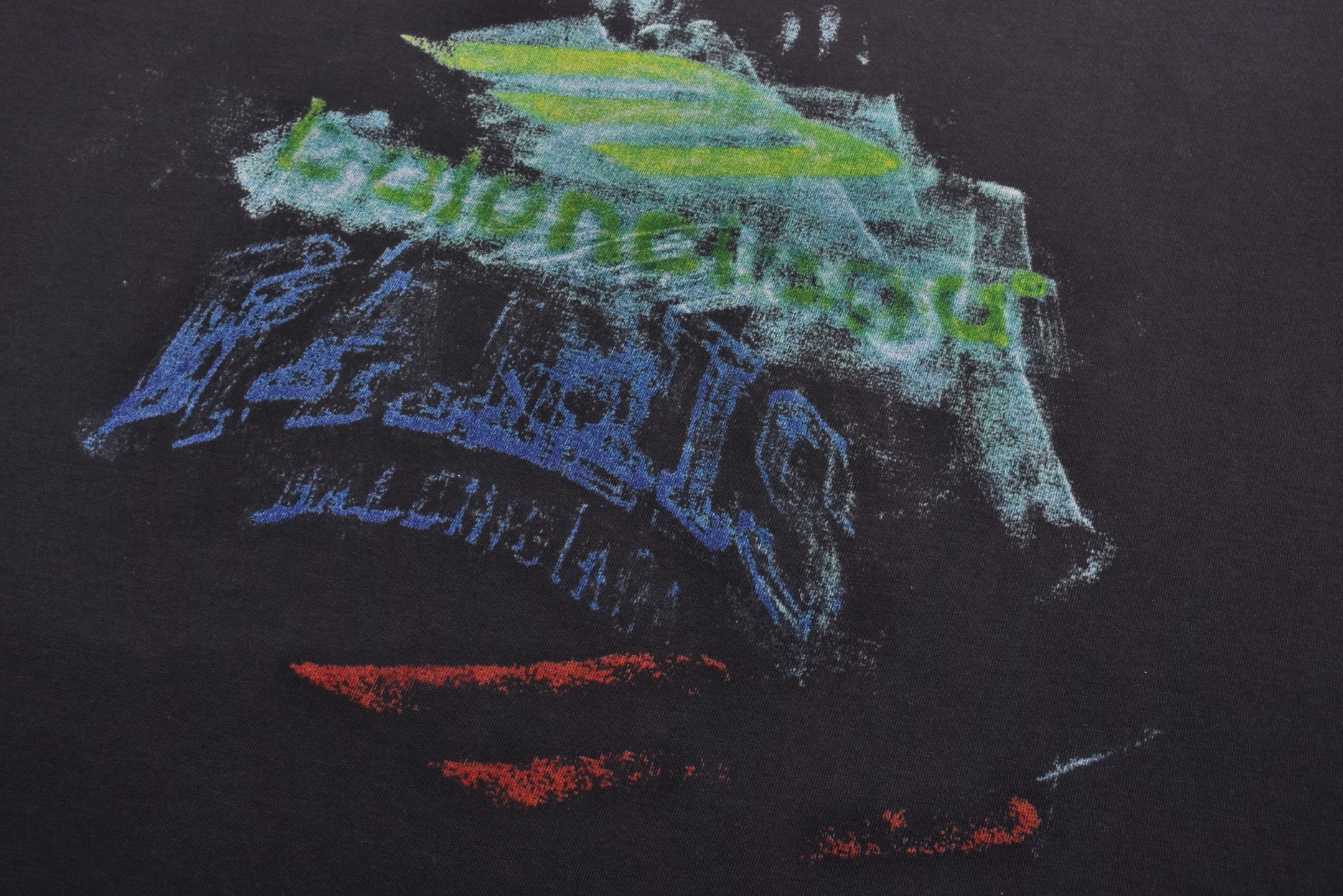 Balenciaga 巴黎世家 绿色涂鸦 圆领短袖 T恤 夏季 黑色A5 783399TSVB41041