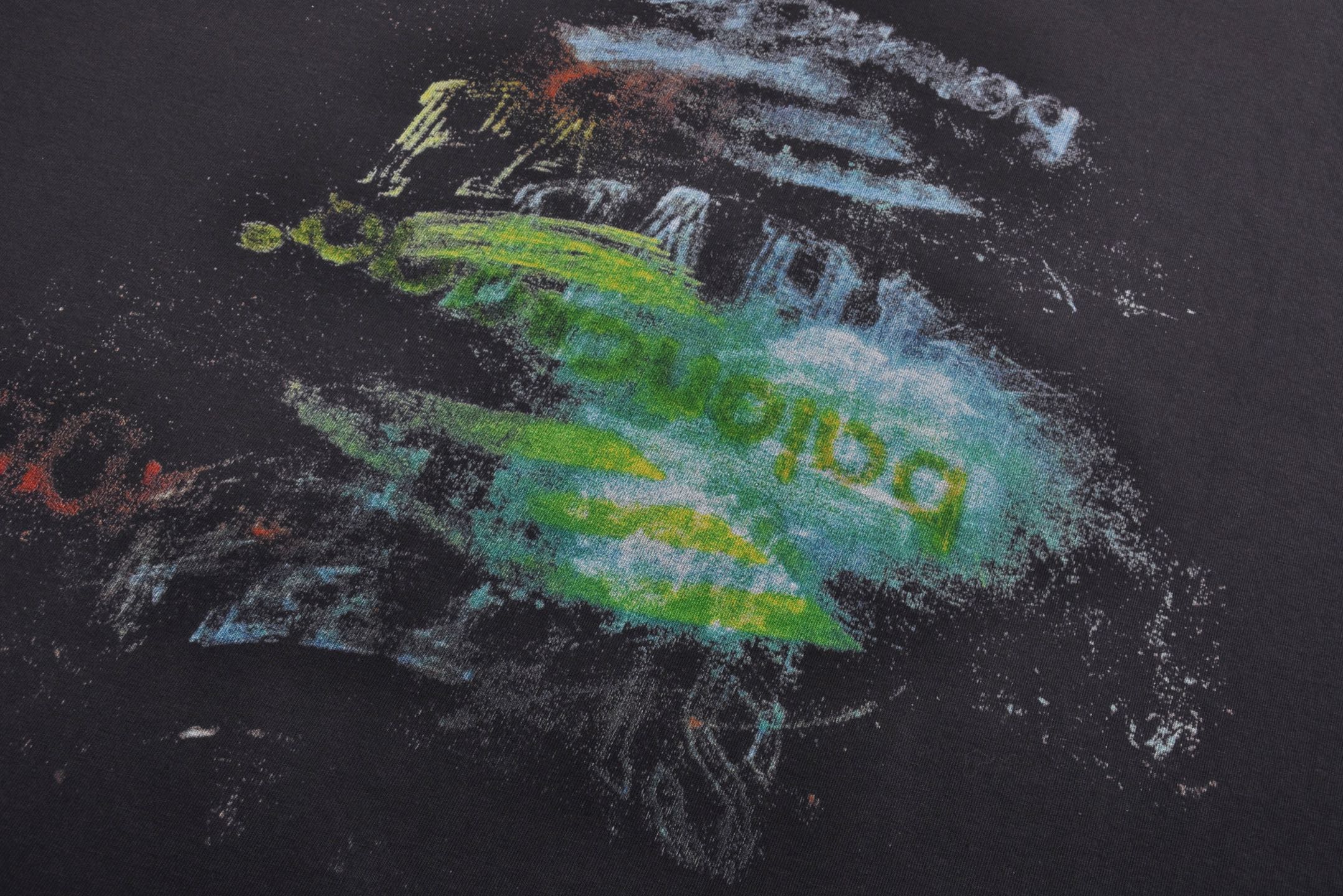 Balenciaga 巴黎世家 绿色涂鸦 圆领短袖 T恤 夏季 黑色A5 783399TSVB41041